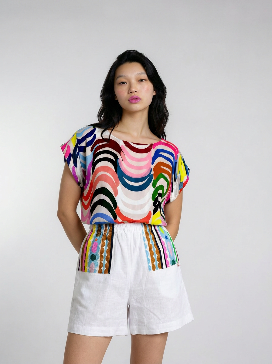 Colour Bomb cotton linen shorts/sample S