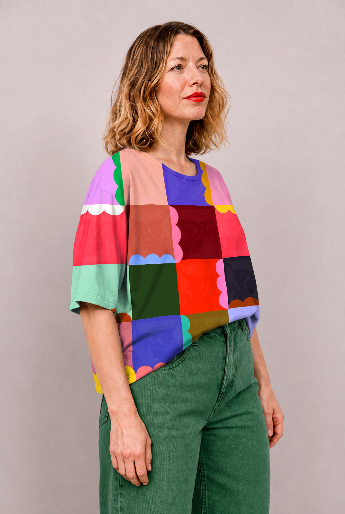 Paint Check Jersey Top
