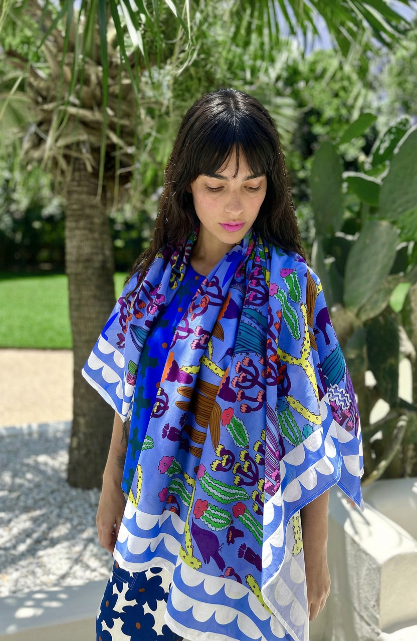 Day Bloom 95% cotton 5% Silk Scarf/Sarong LAST ONES