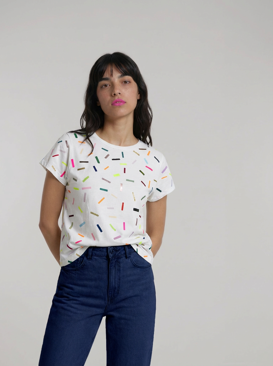 Confetti Rectangle hand cut vinyl jersey top ~ last one
