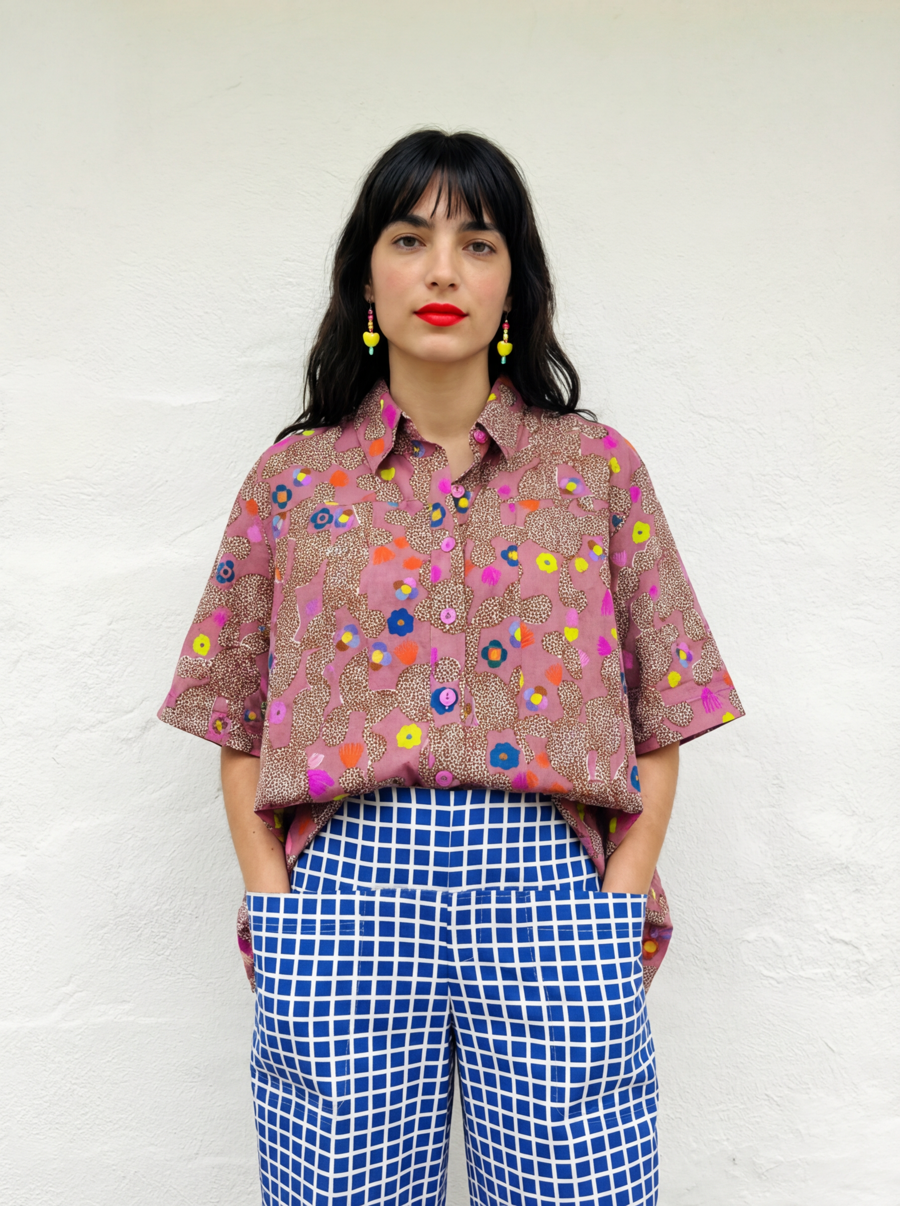 Succulent Love pleated seersucker top ~ sample only one size S