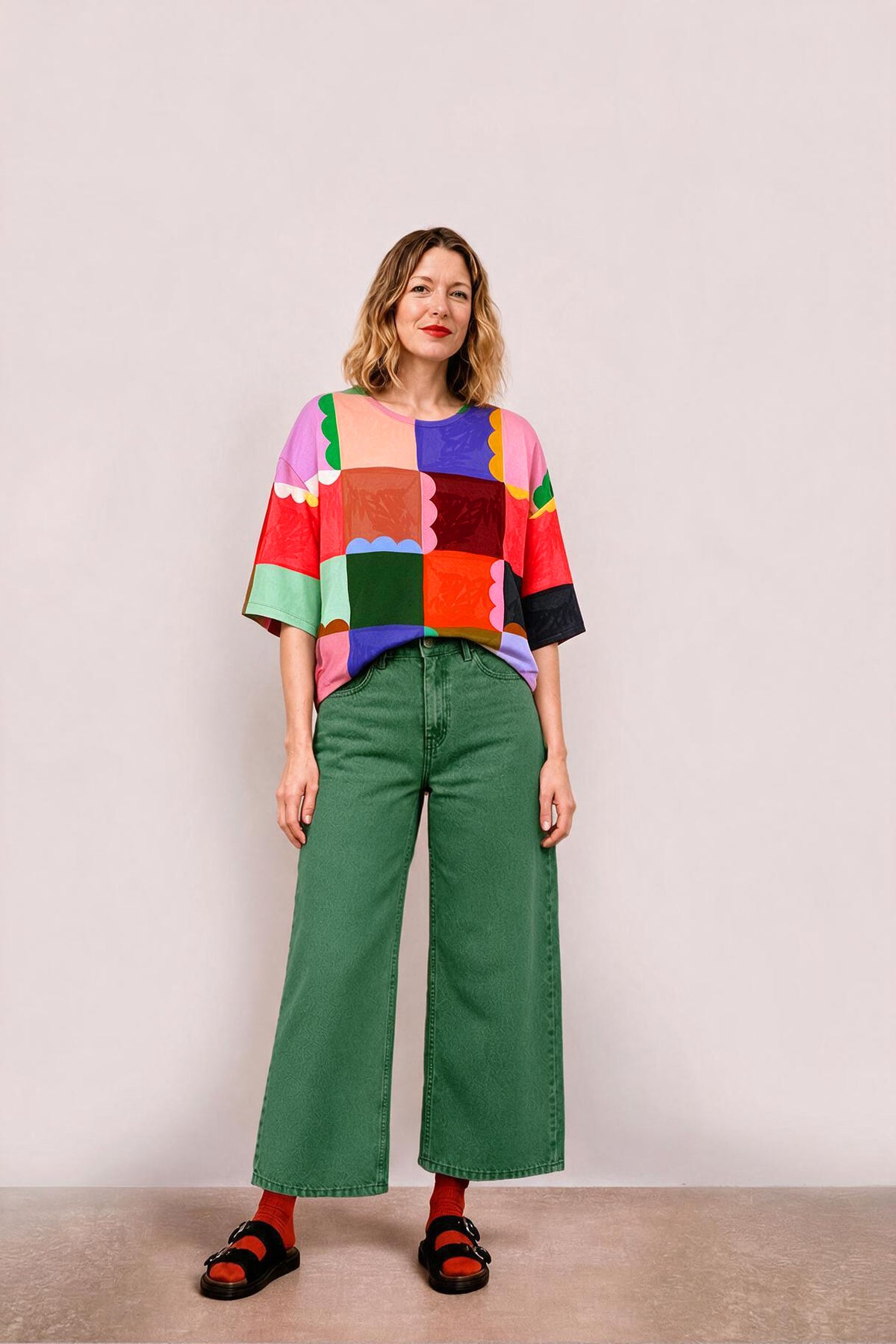 Paint Check Jersey Top