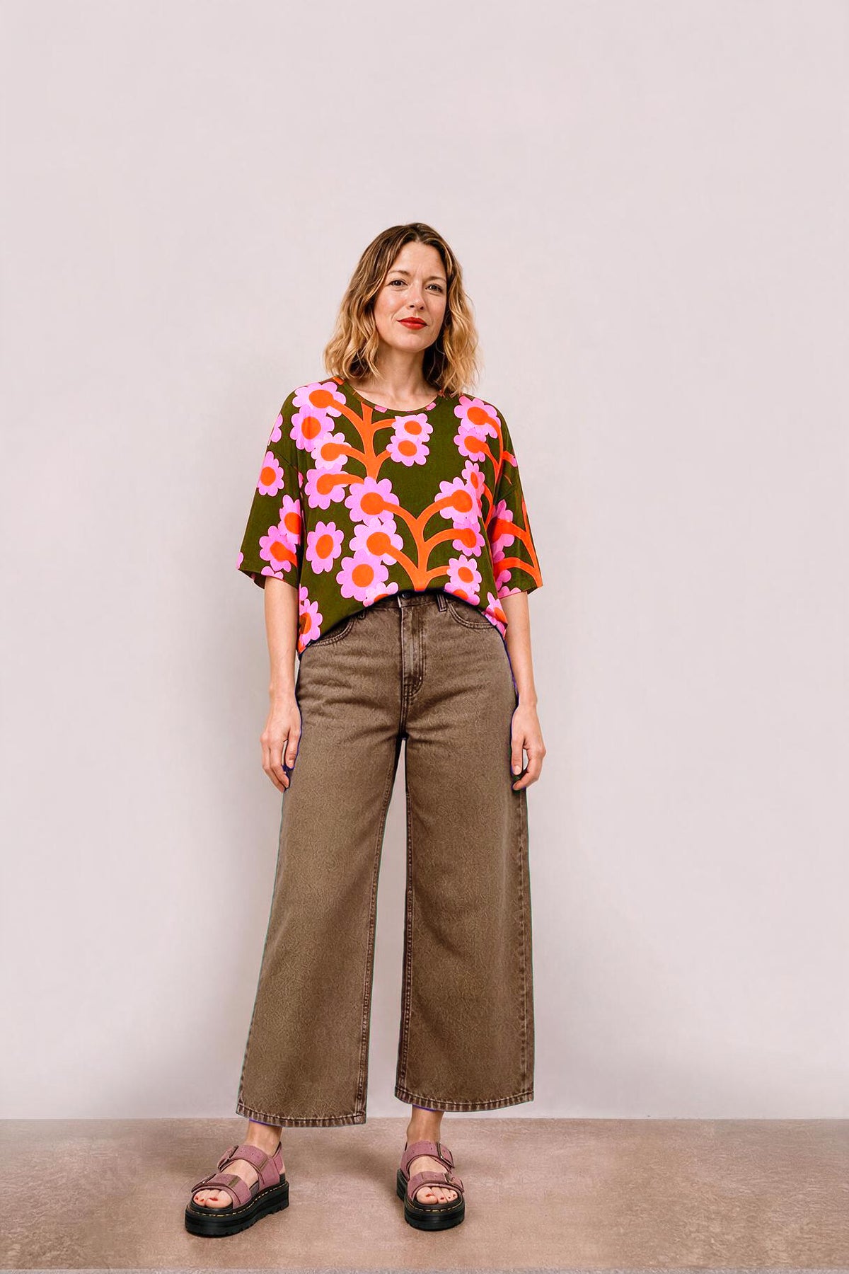 Pinky Blooms Jersey Top
