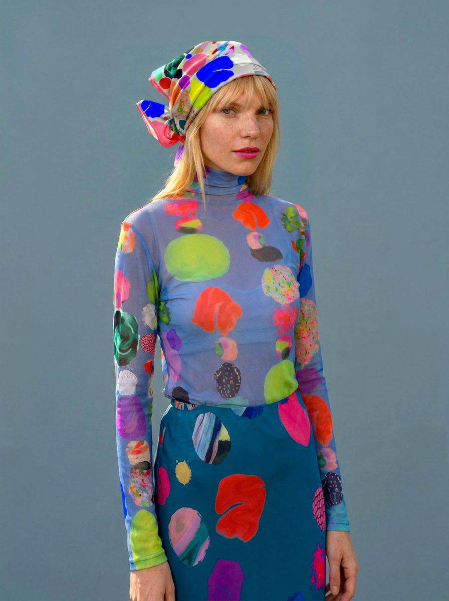Vivid Meadows satin skirt