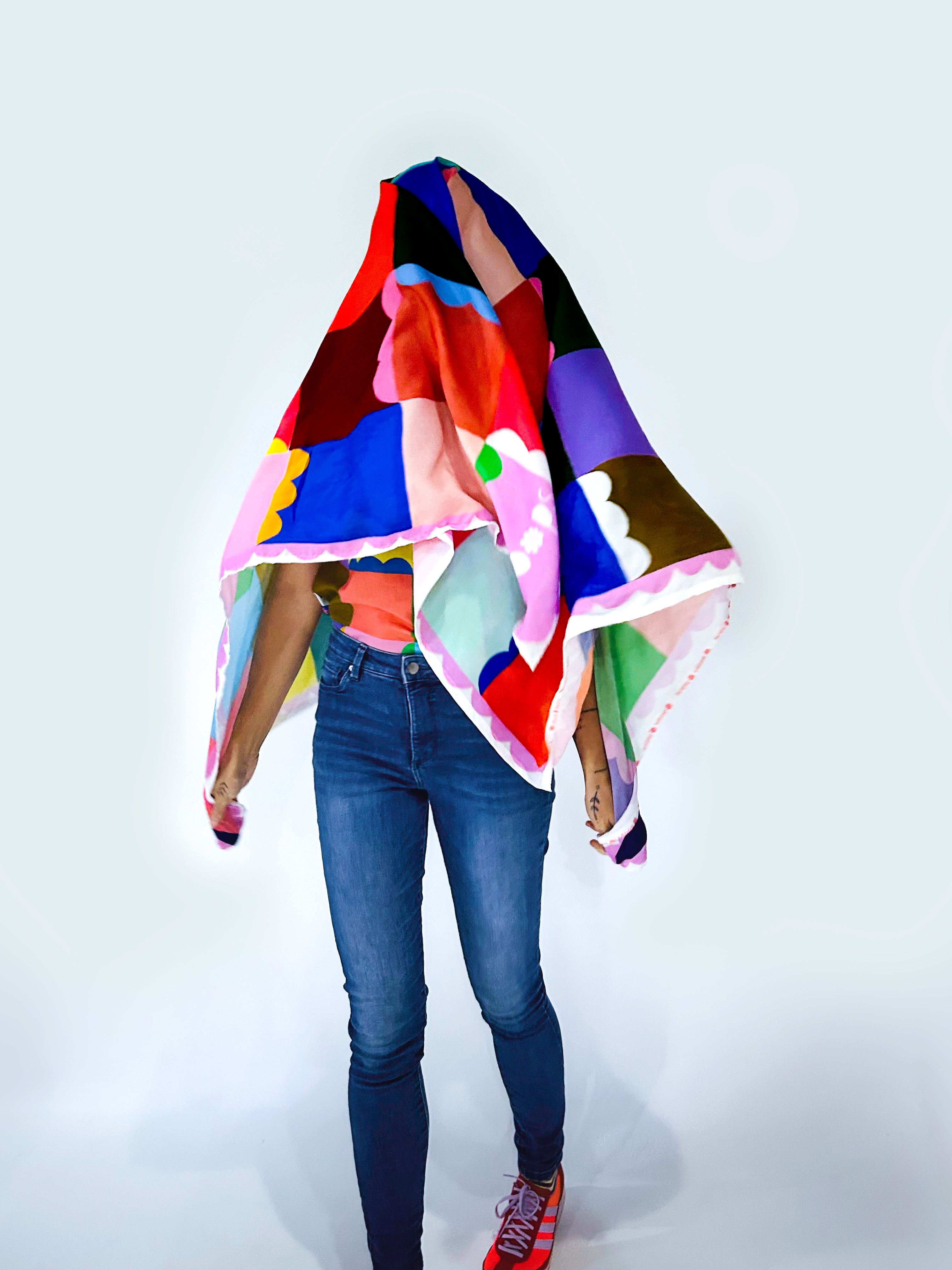 The Paint Check 95% cotton 5% Silk Scarf/Sarong