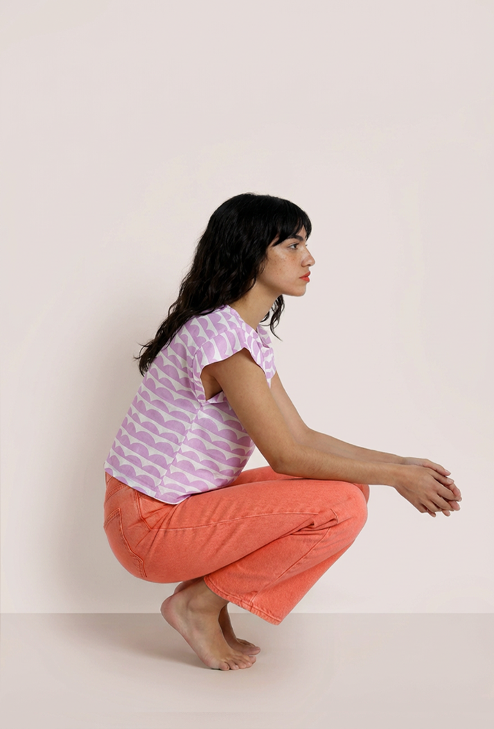 The Artist Pink cotton linen top ~ sample