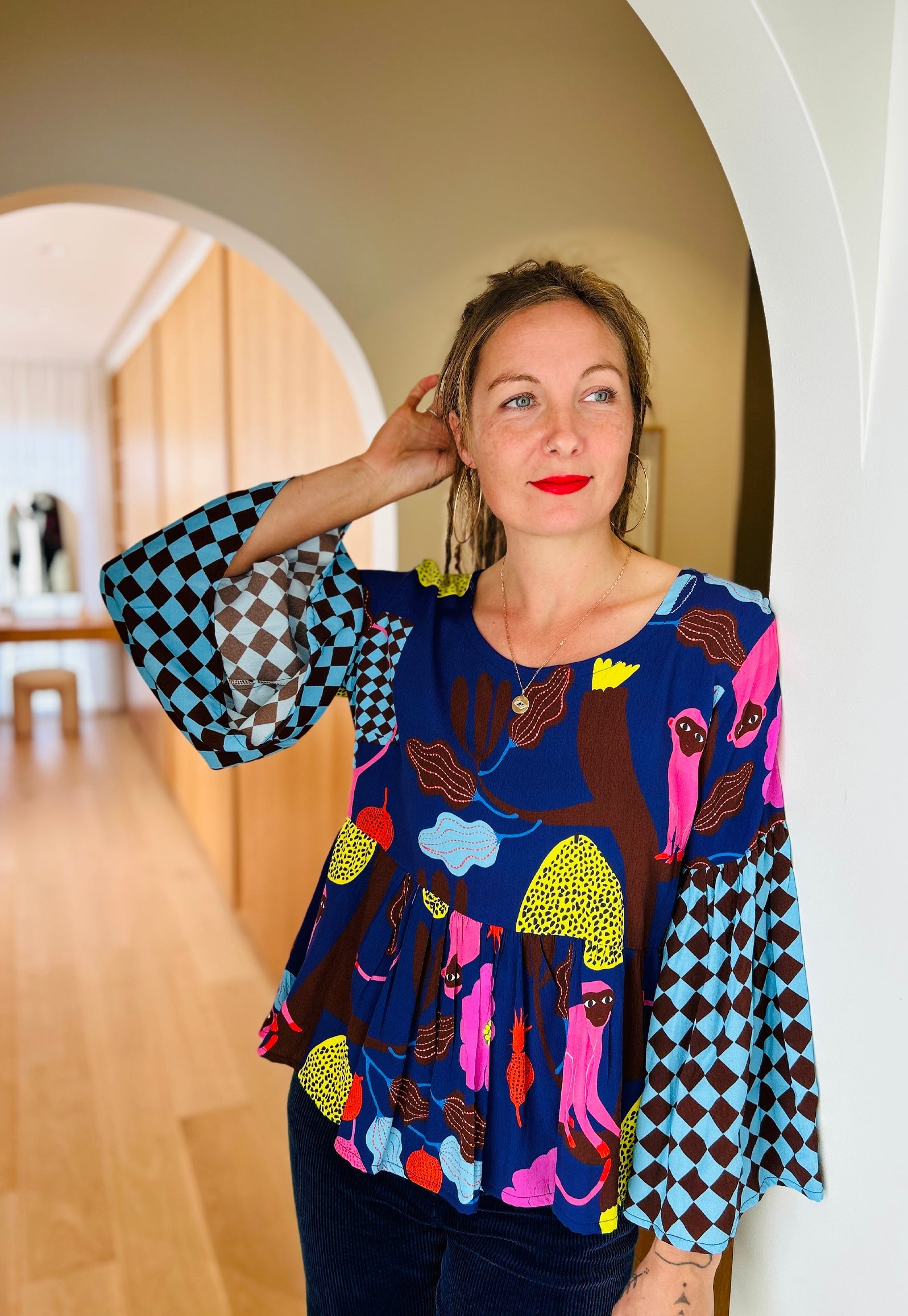 LAST ONES Dreamy Monkey Pleated Top