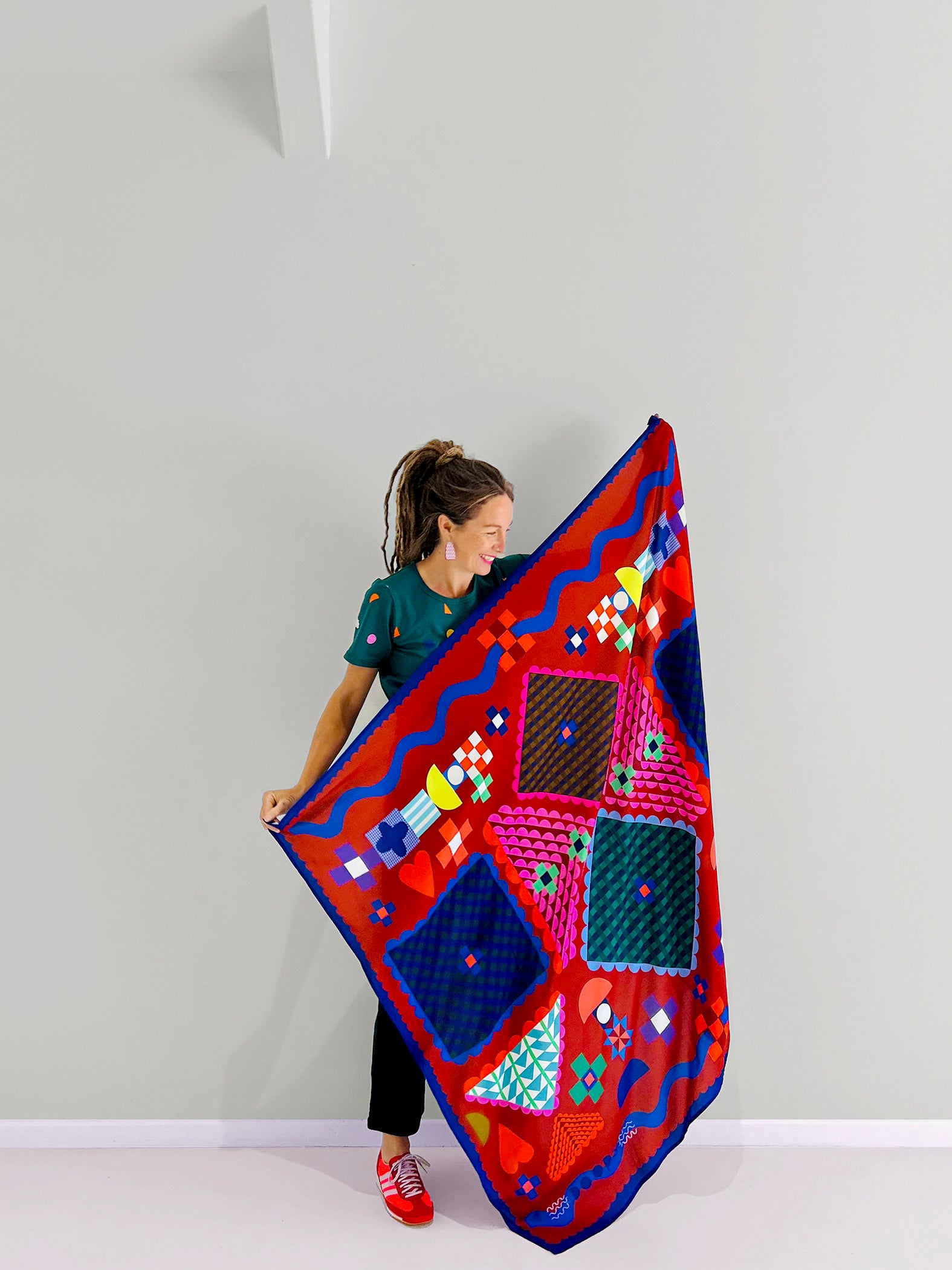 The Stitch Play Patchwork  95% cotton 5% Silk Scarf/Sarong