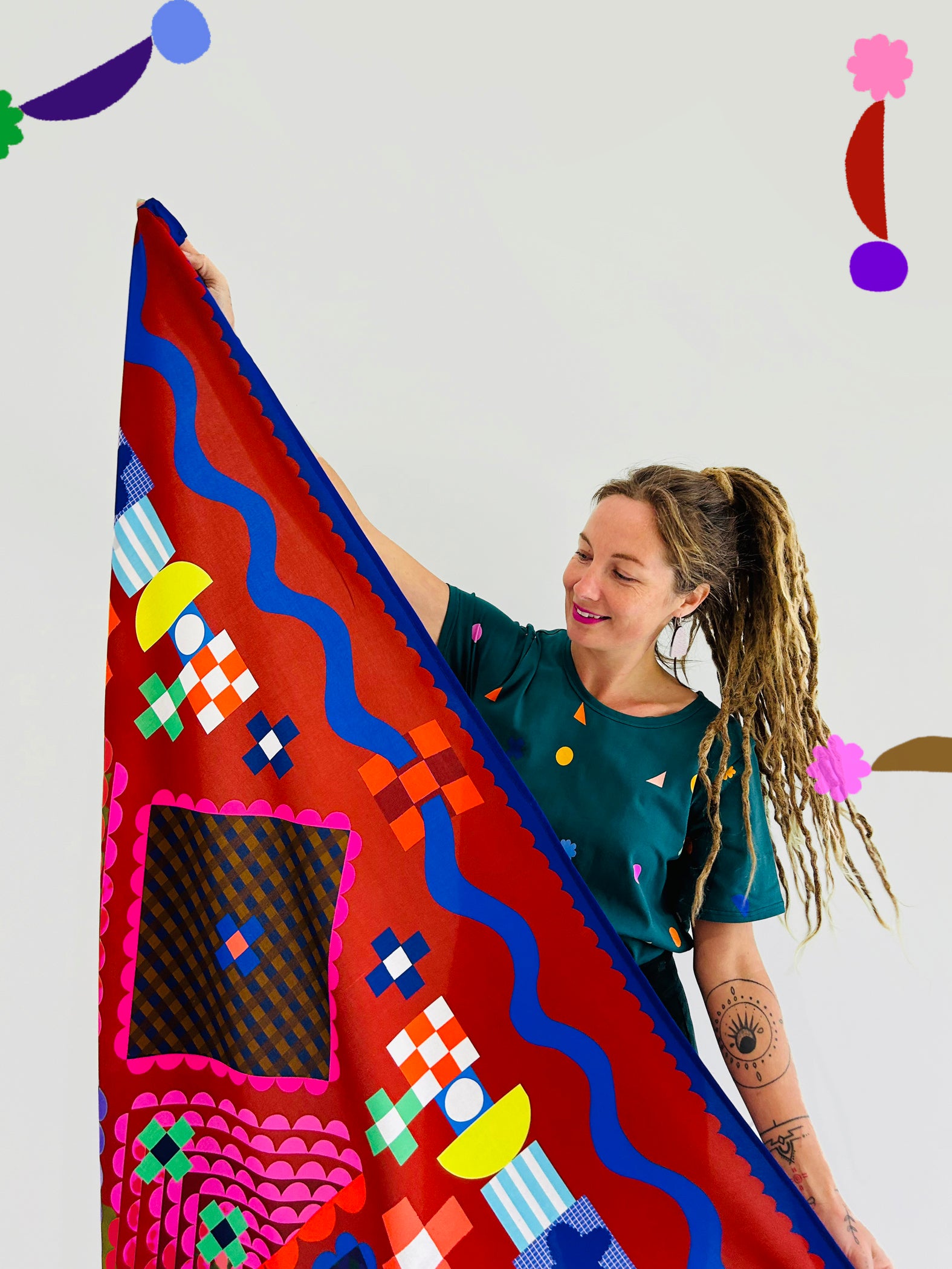 The Stitch Play Patchwork  95% cotton 5% Silk Scarf/Sarong