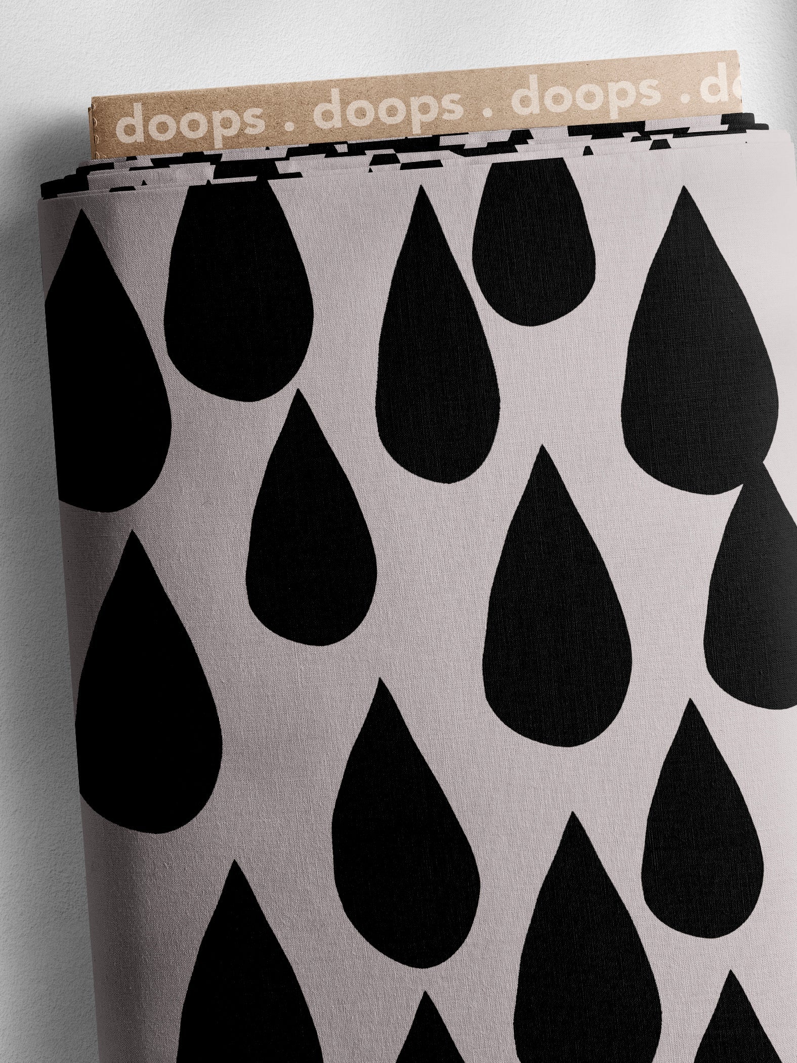 Drops (black) organic cotton linen (CUT PIECE 2M $25)