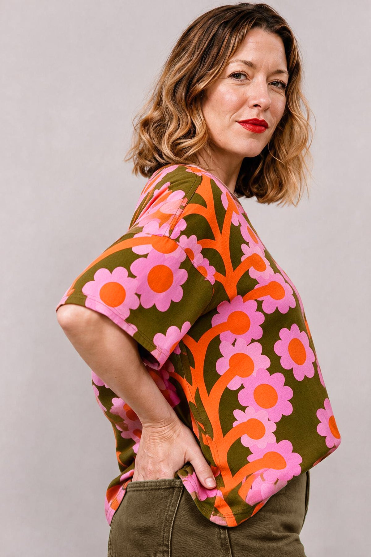 Pinky Blooms Jersey Top