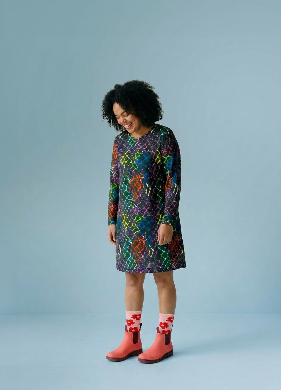 Neon Knit Mini Jersey Dress