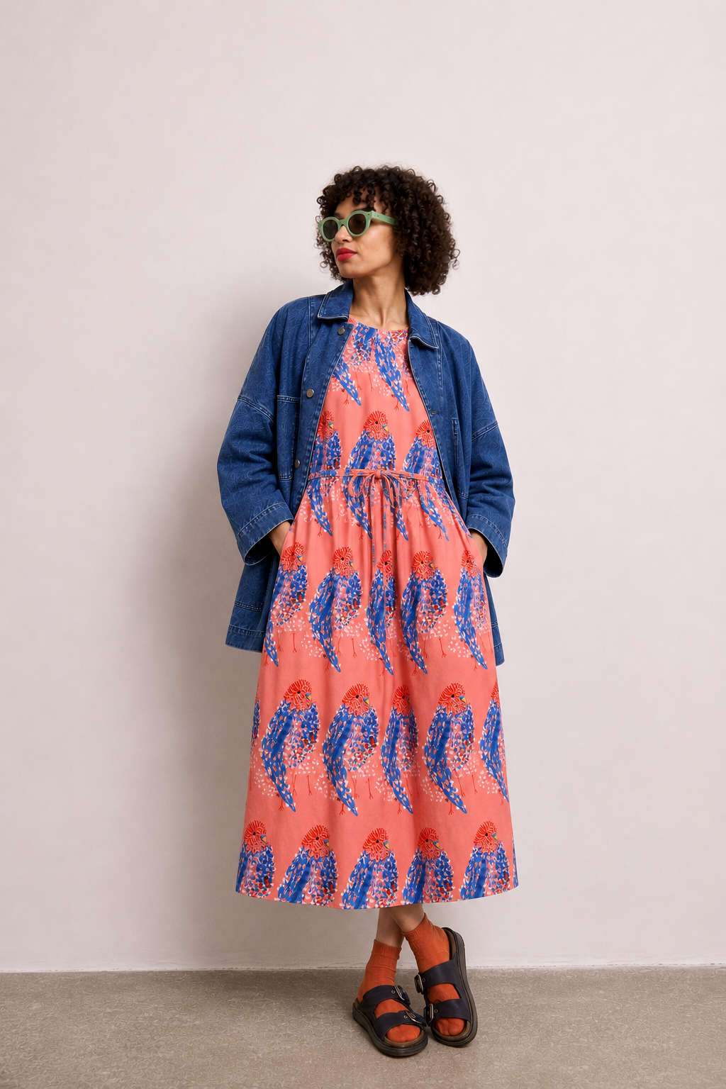 Peach Budgie Jersey Dress