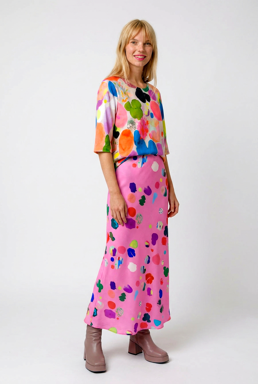 Pink Meadows satin skirt