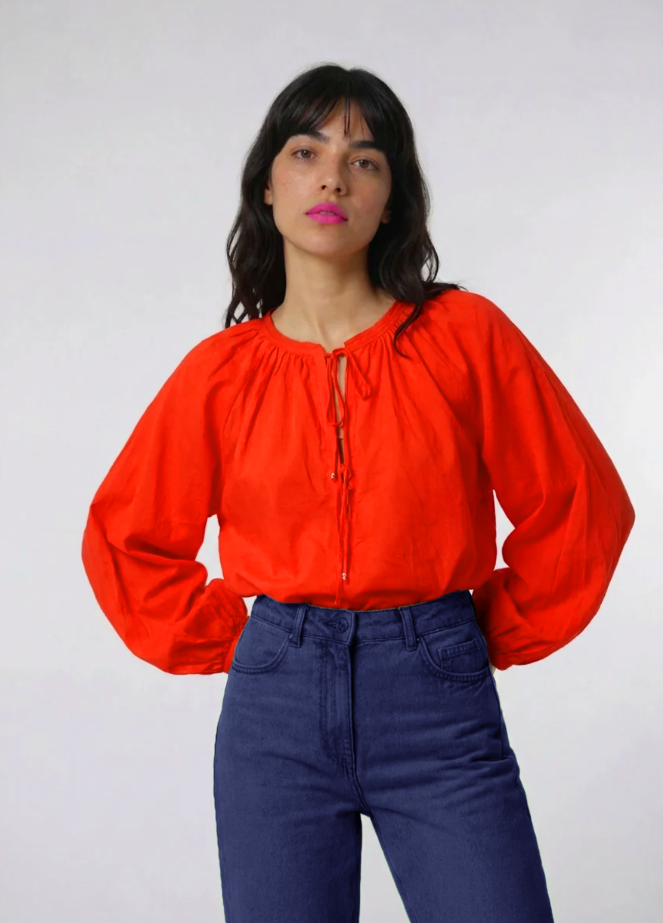 Red Stitch cotton voile blouse last ones