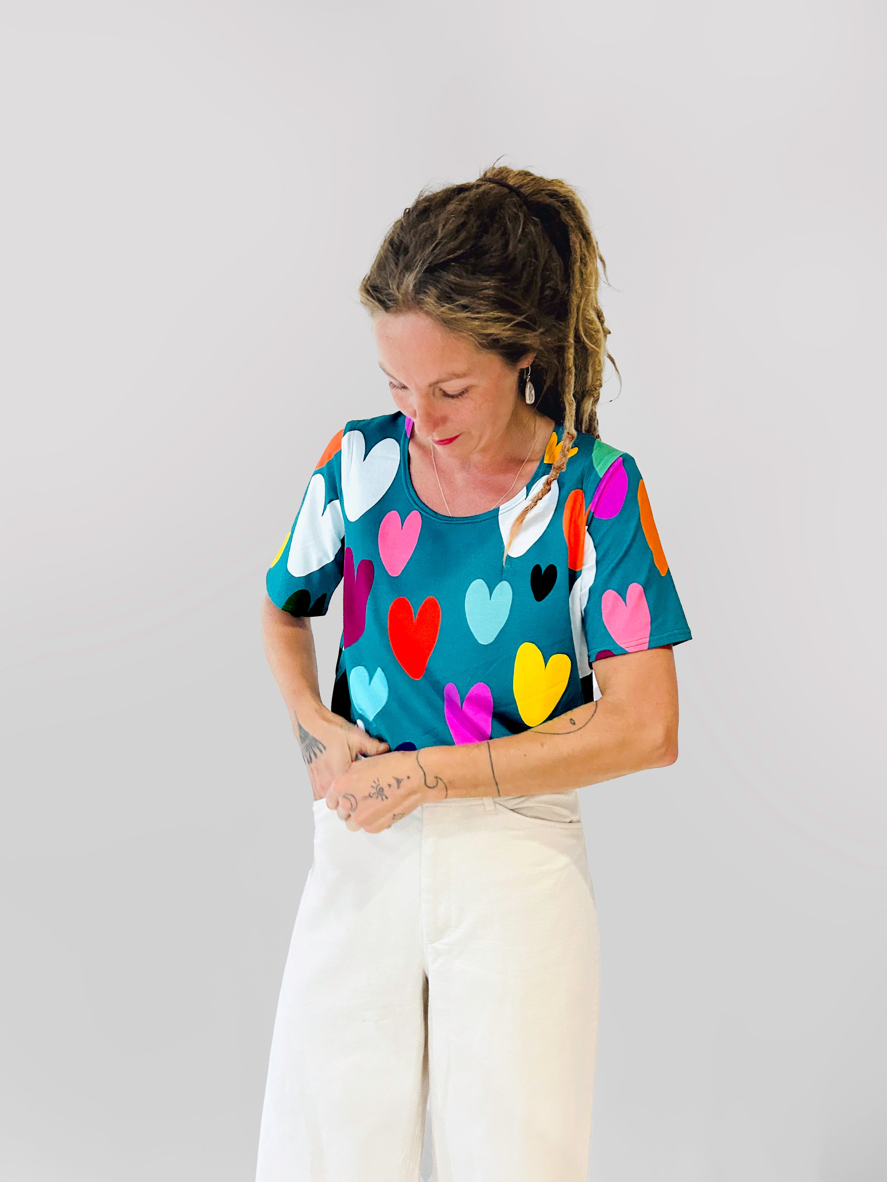 Doops Hearts Jersey (Teal) Hearts