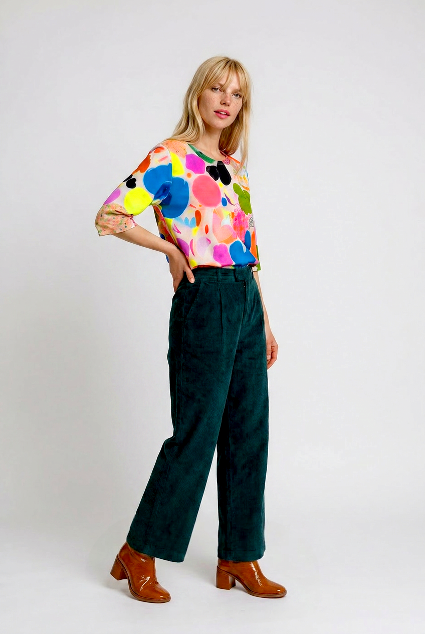 Teal Velvet Corduroy Pants