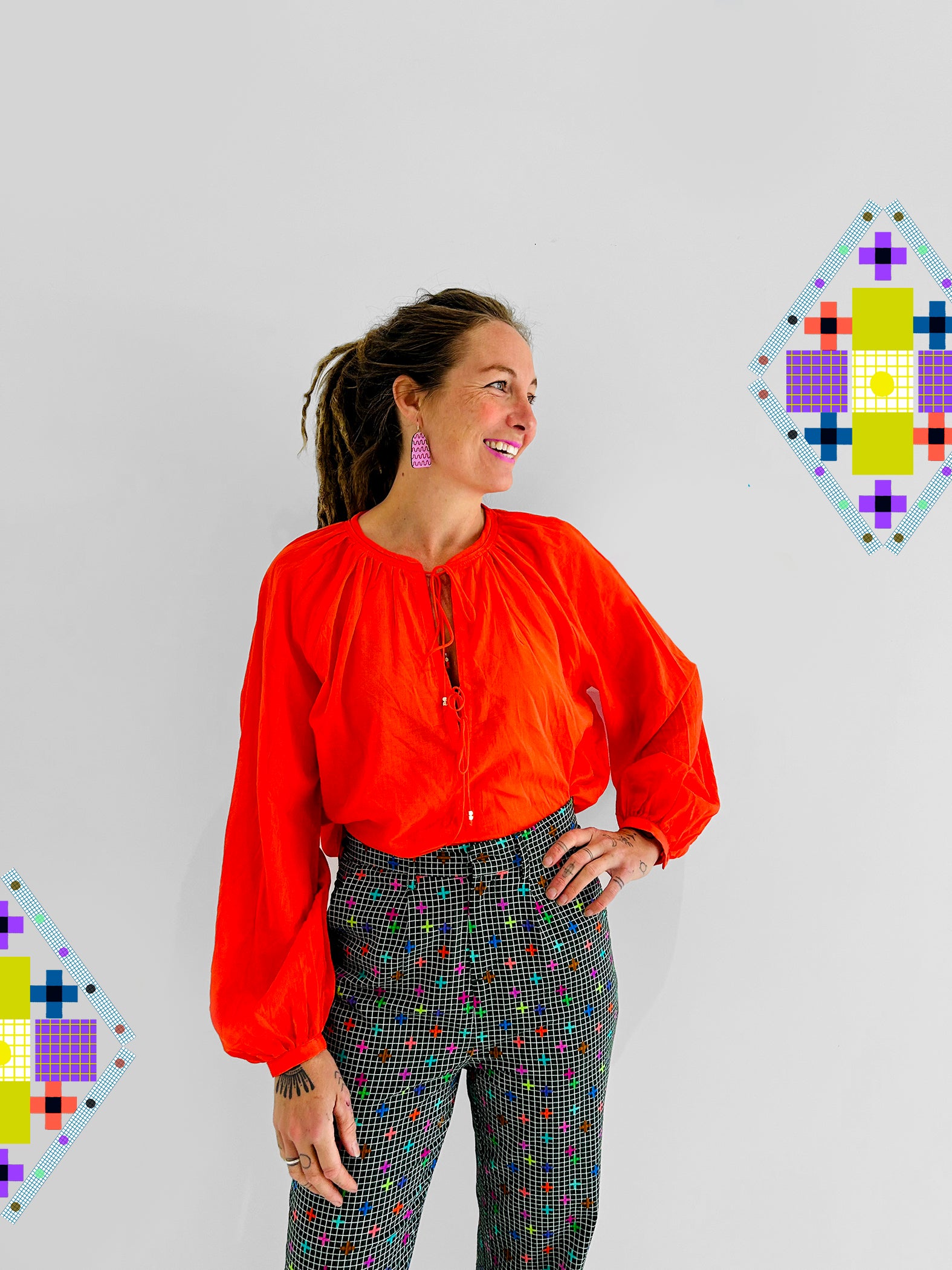 Red Stitch cotton voile blouse