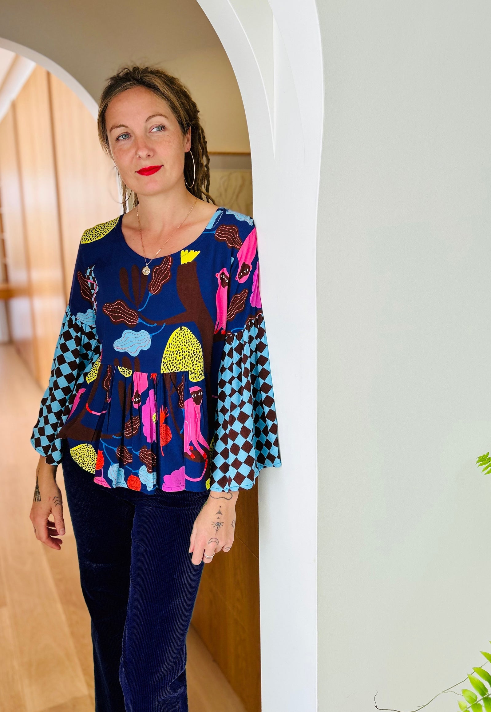 LAST ONES Dreamy Monkey Pleated Top