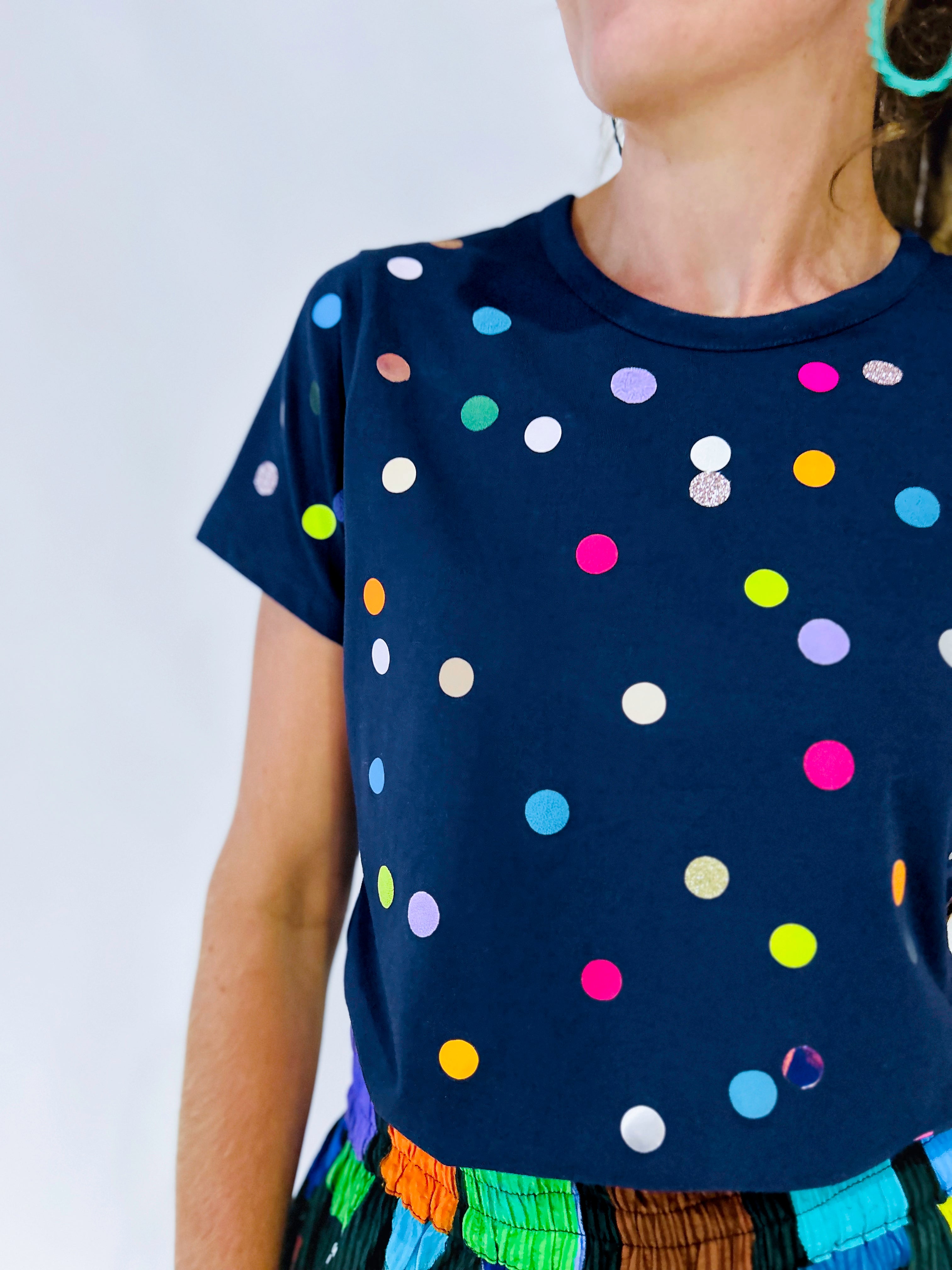 Confetti hand cut vinyl jersey top