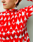 Sweet Red Love Hearts Turtleneck jersey top