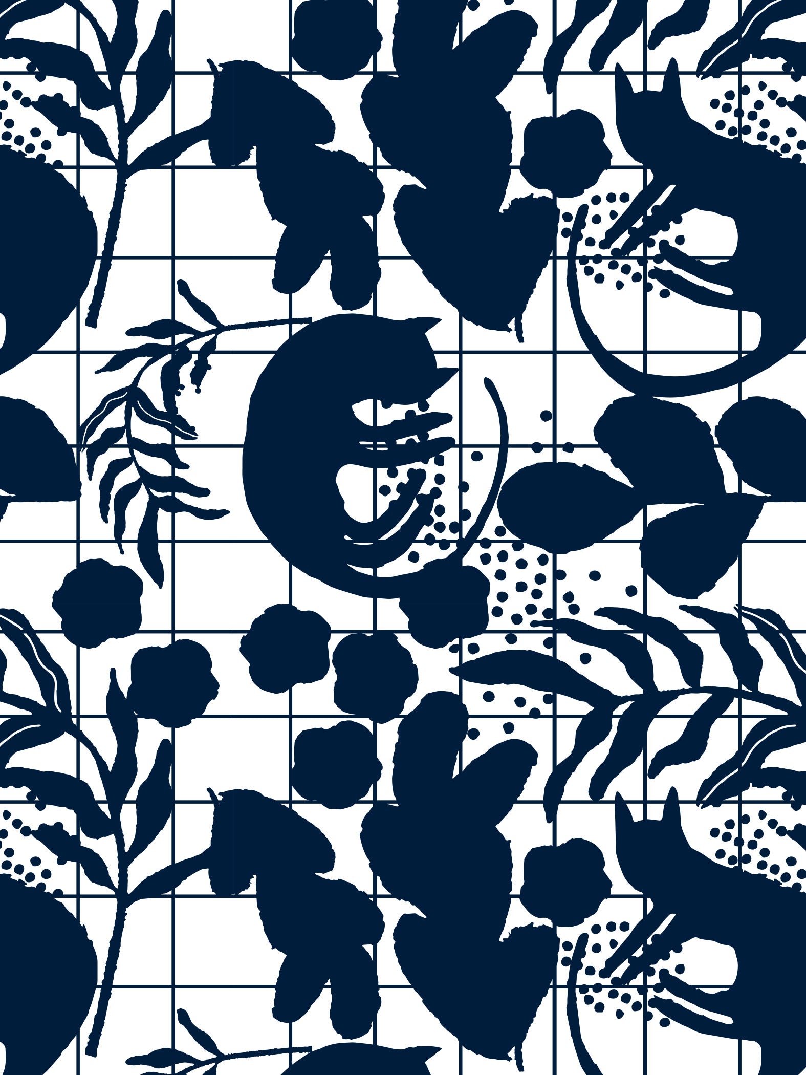 Cat Nap/navy cotton linen (CUT PIECE 1.2M $15)