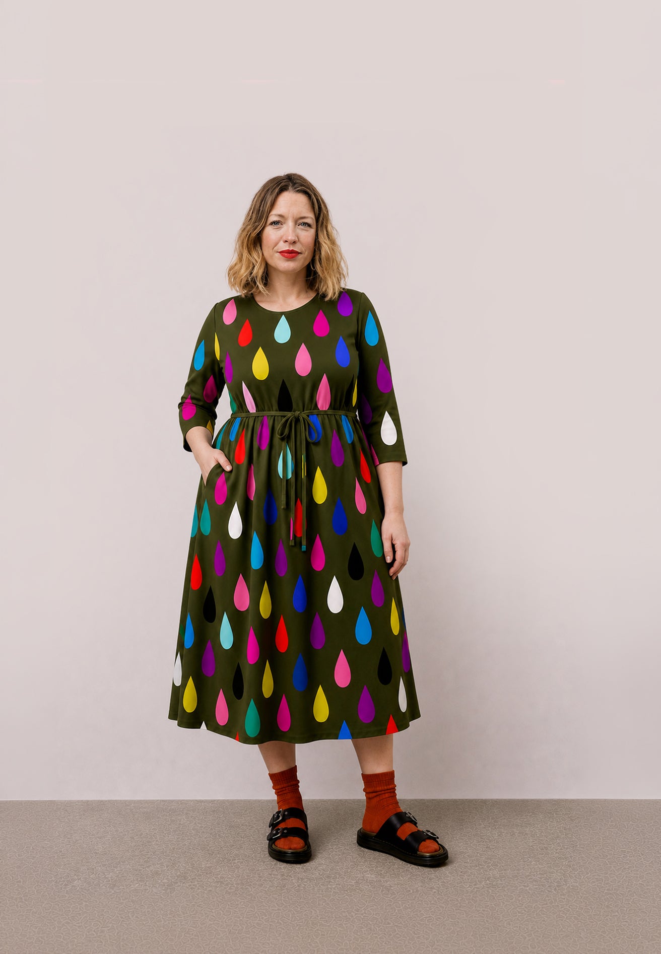 Khaki Drops Jersey Dress