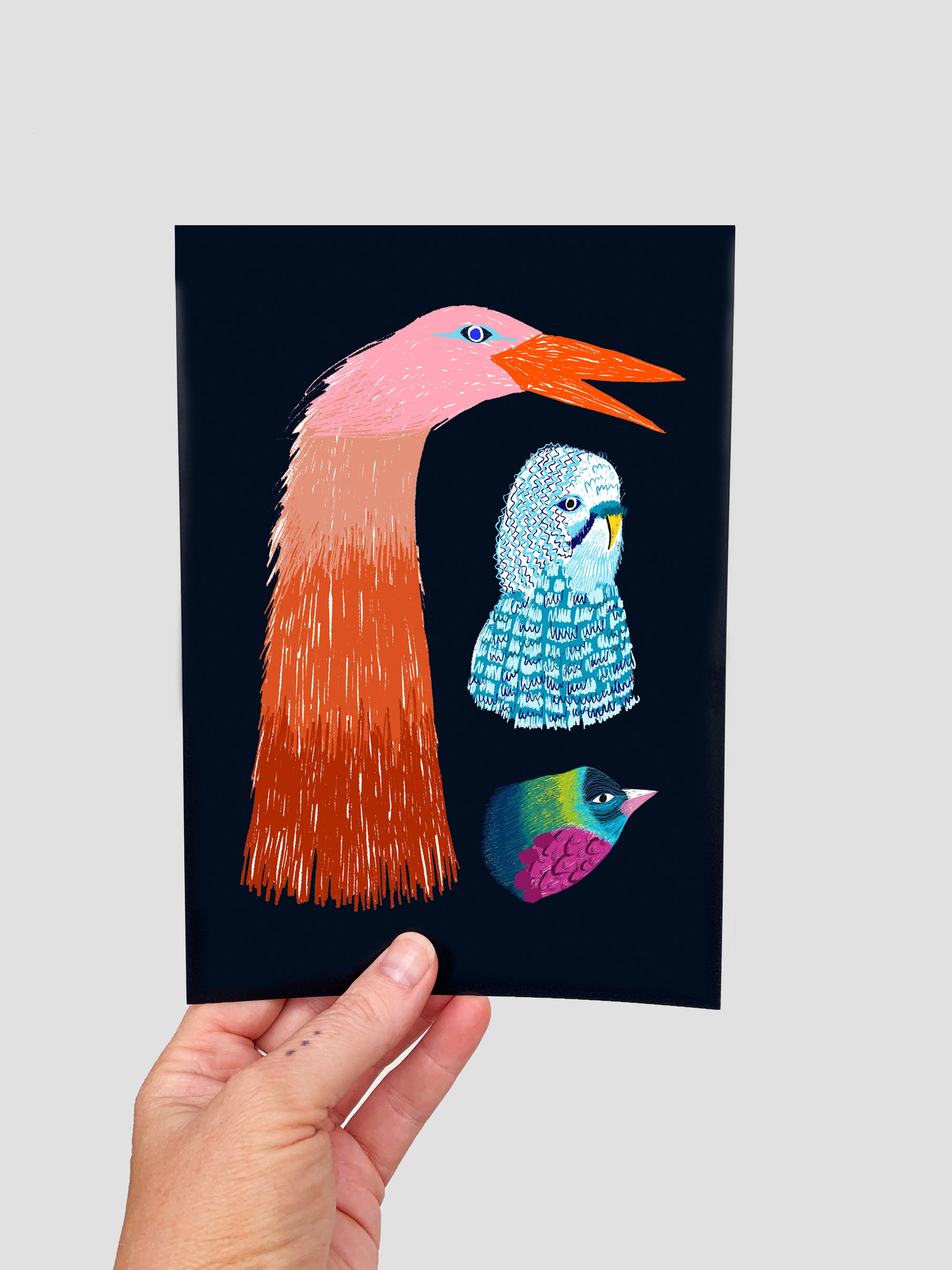 Bright Birds (large) A5 Postcard (4630178234464)