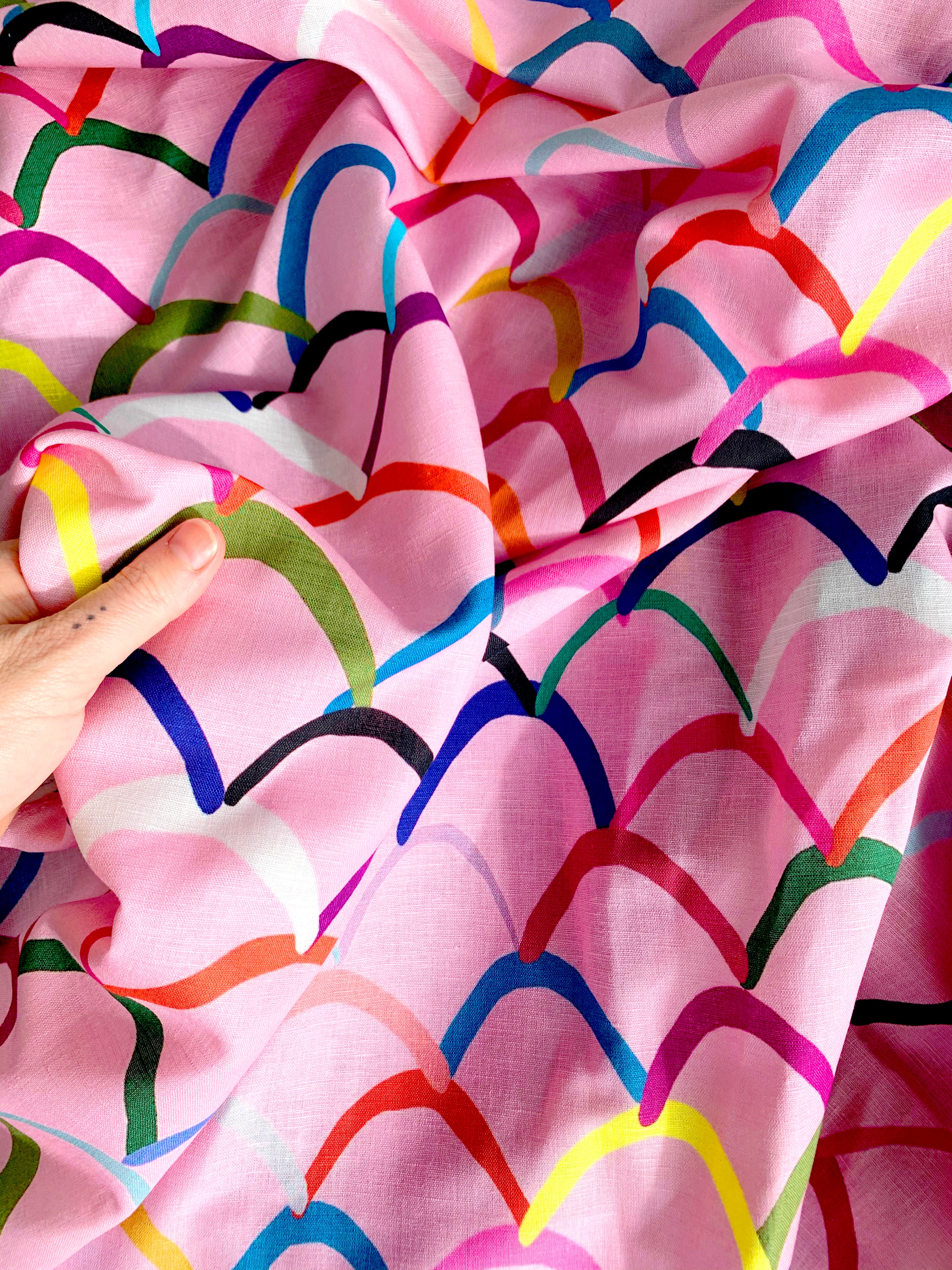 Pink Waves cotton linen per metre (4634642055264)