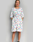 Confetti 100% cotton dress with tie (teal) (7106992930969)