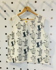 Cacti linen screen-printed top