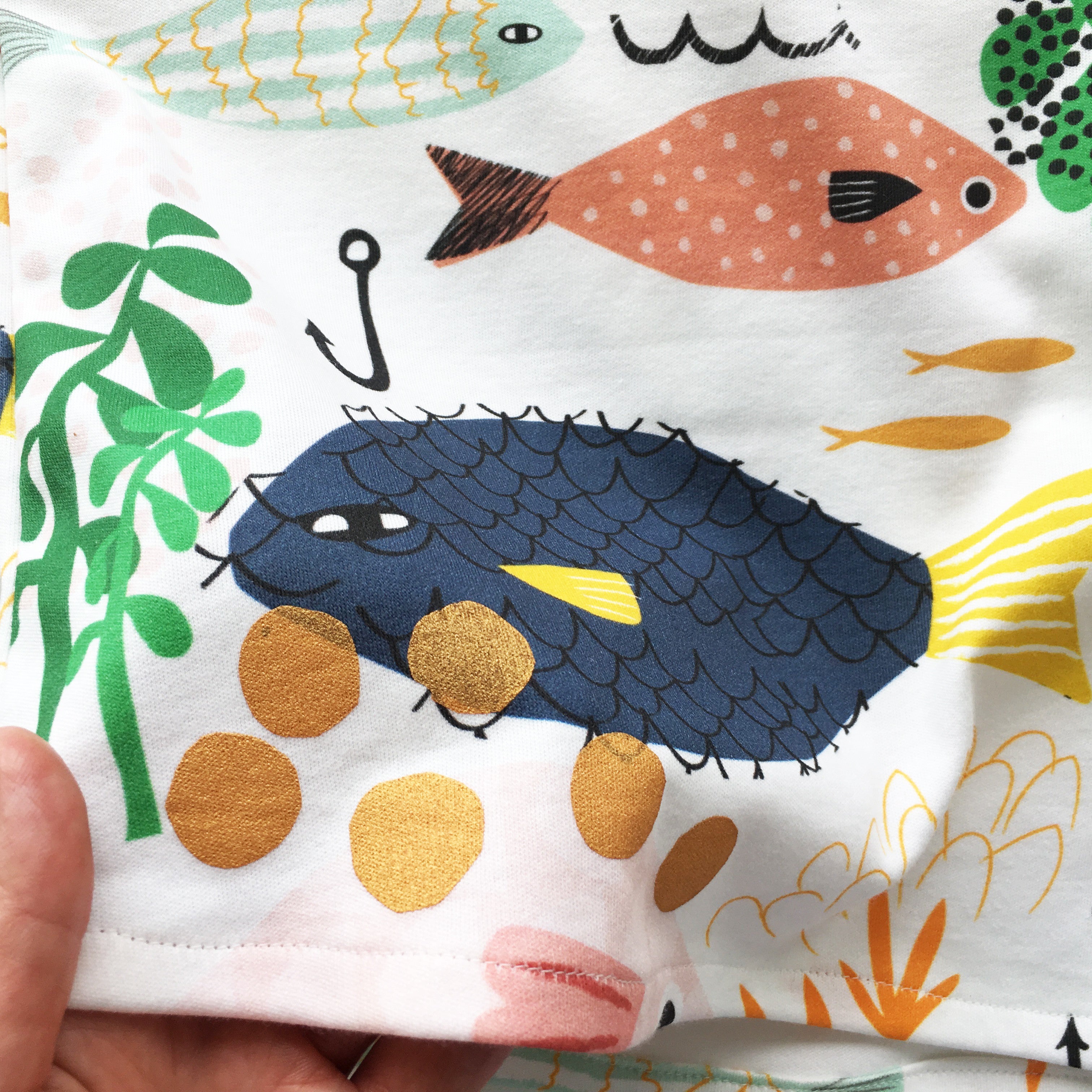 Fishy Garden 100% Organic Cotton Knit Ladies Top - designed by Doops Designs (9382111496)