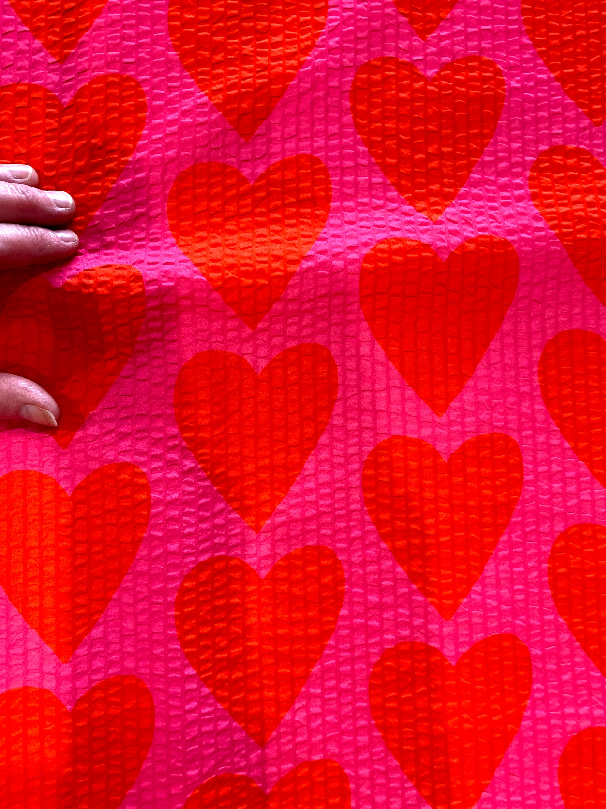 Red Hearts Cotton Seersucker