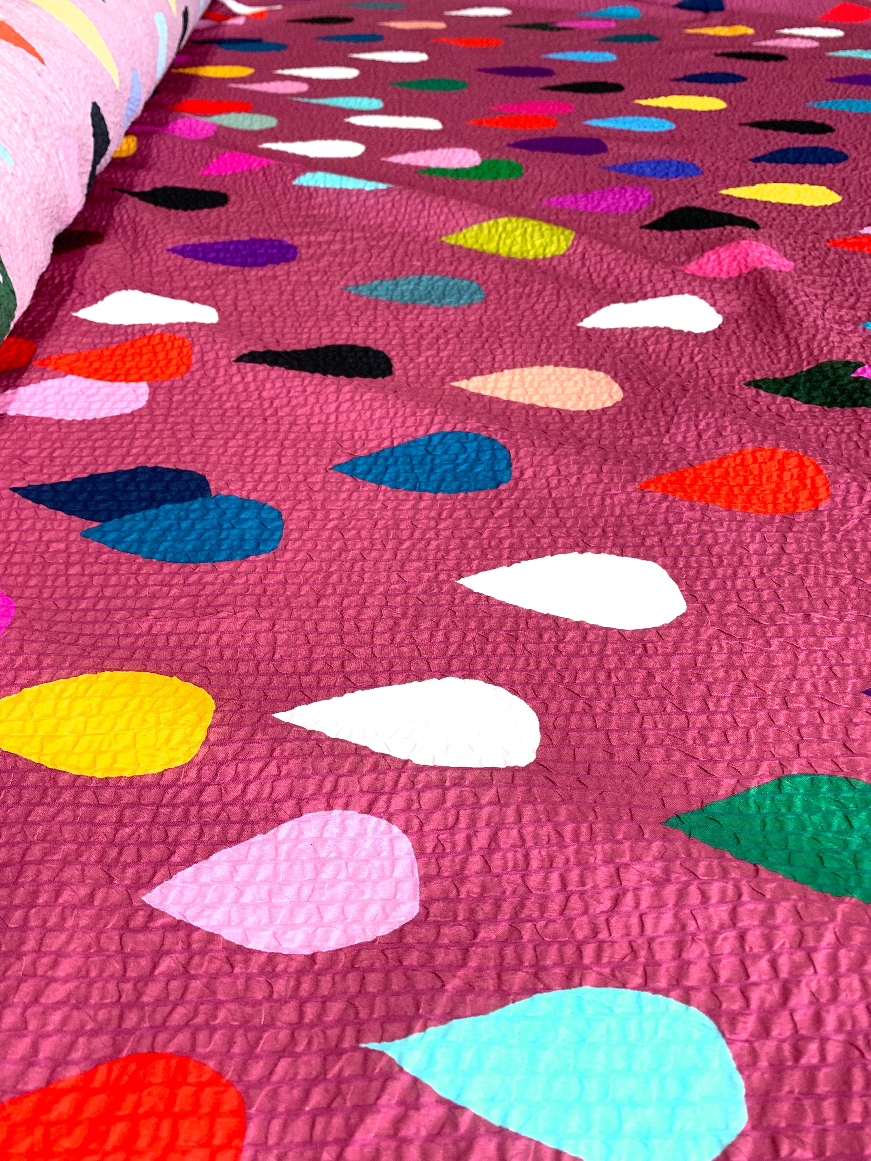Drops (dark dusty peach) Cotton Seersucker (CUT PIECE 1M $15)