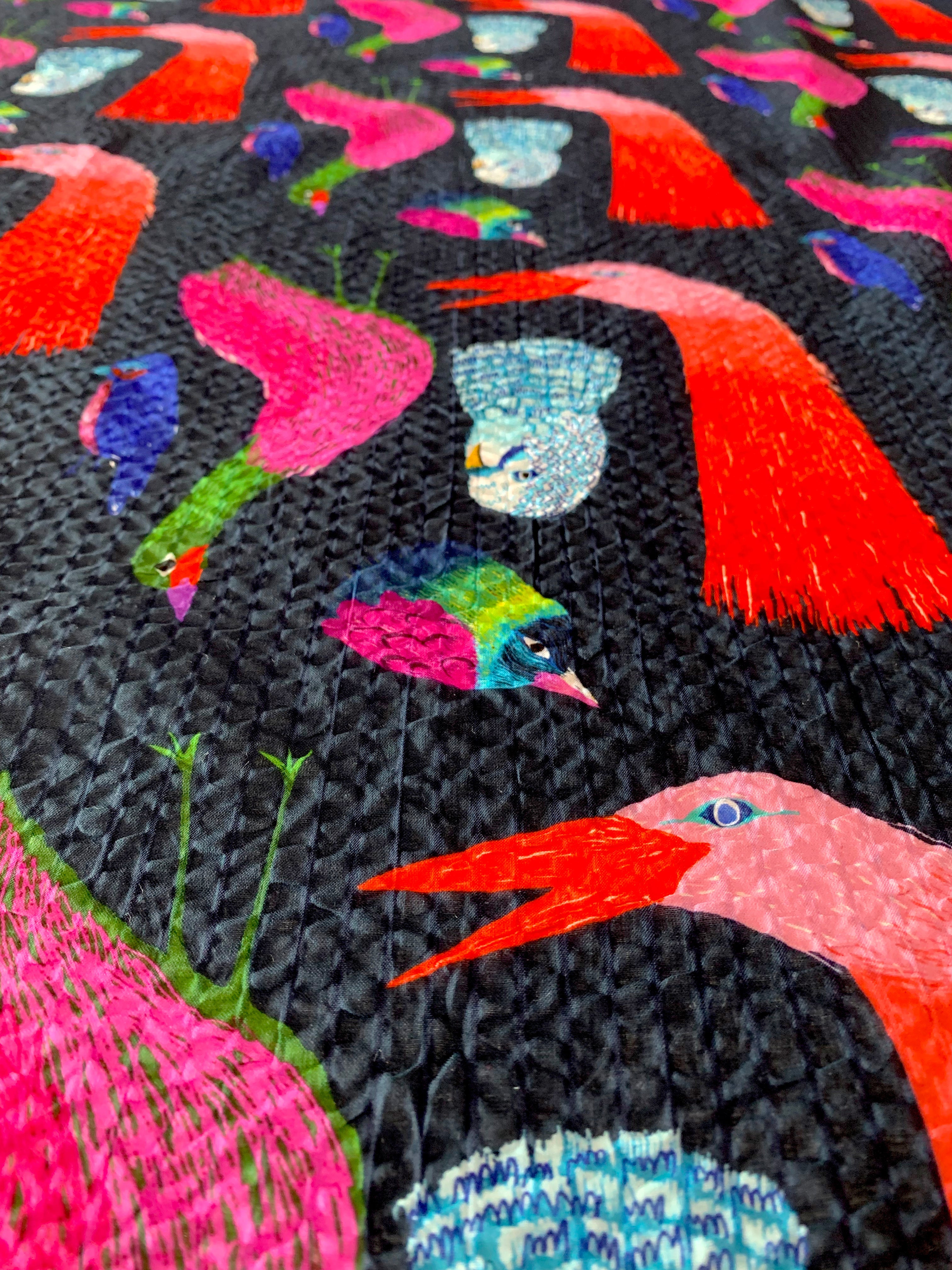 NAVY BIRD Cotton Seersucker (CUT PIECE 2M $30)