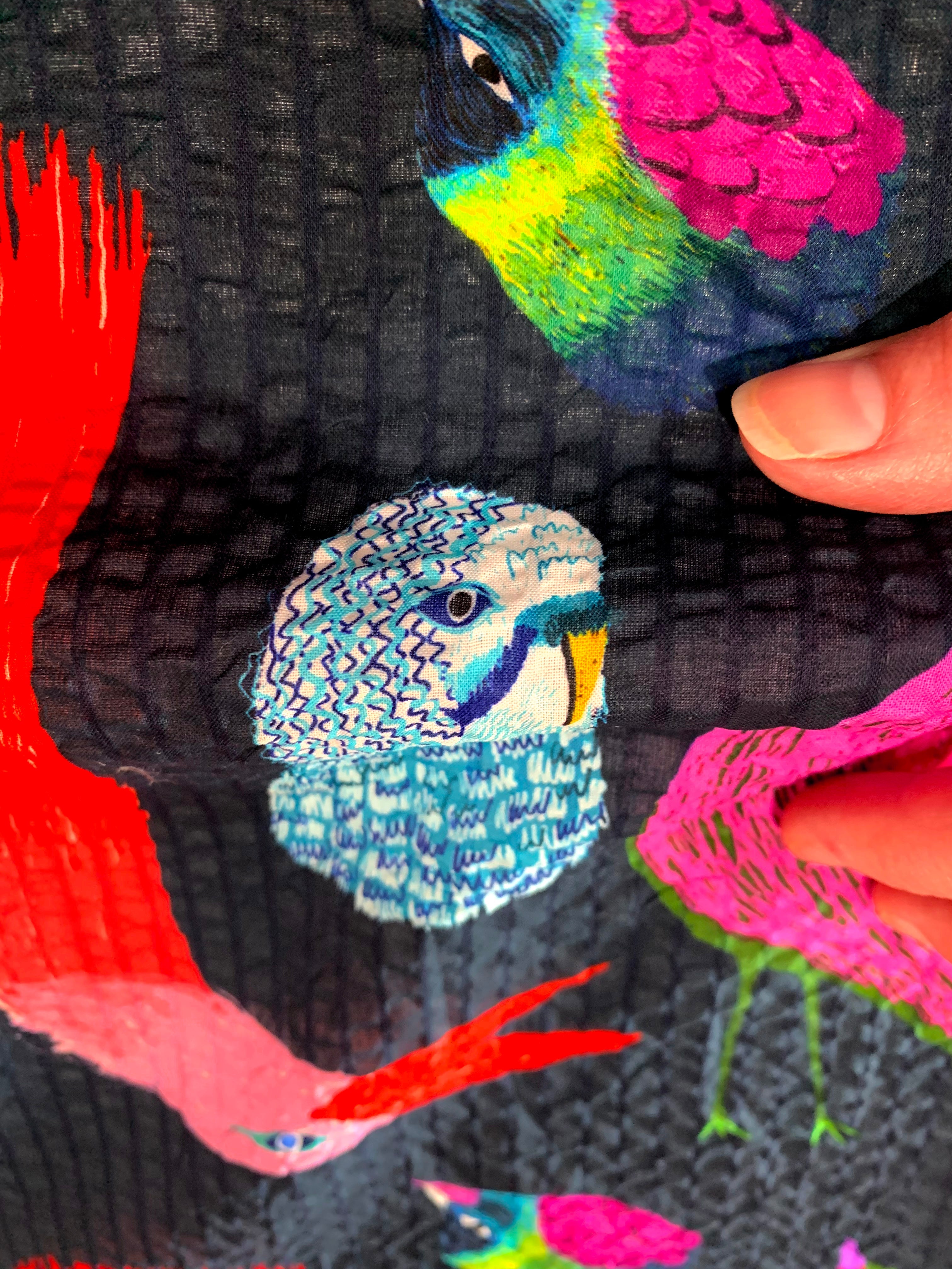 NAVY BIRD Cotton Seersucker (CUT PIECE 2M $30)