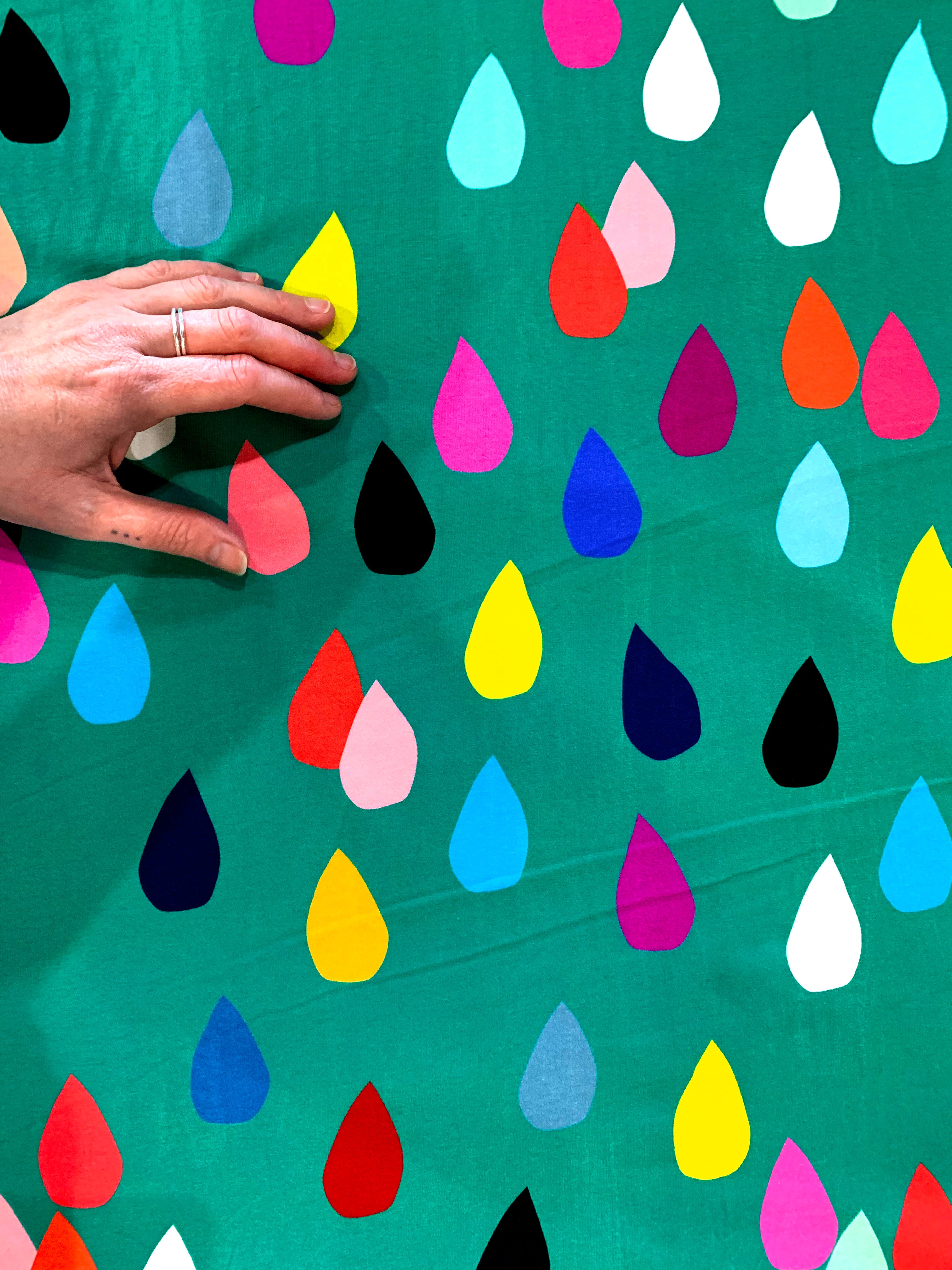 Colour Drops (dark mint) Cotton Jersey