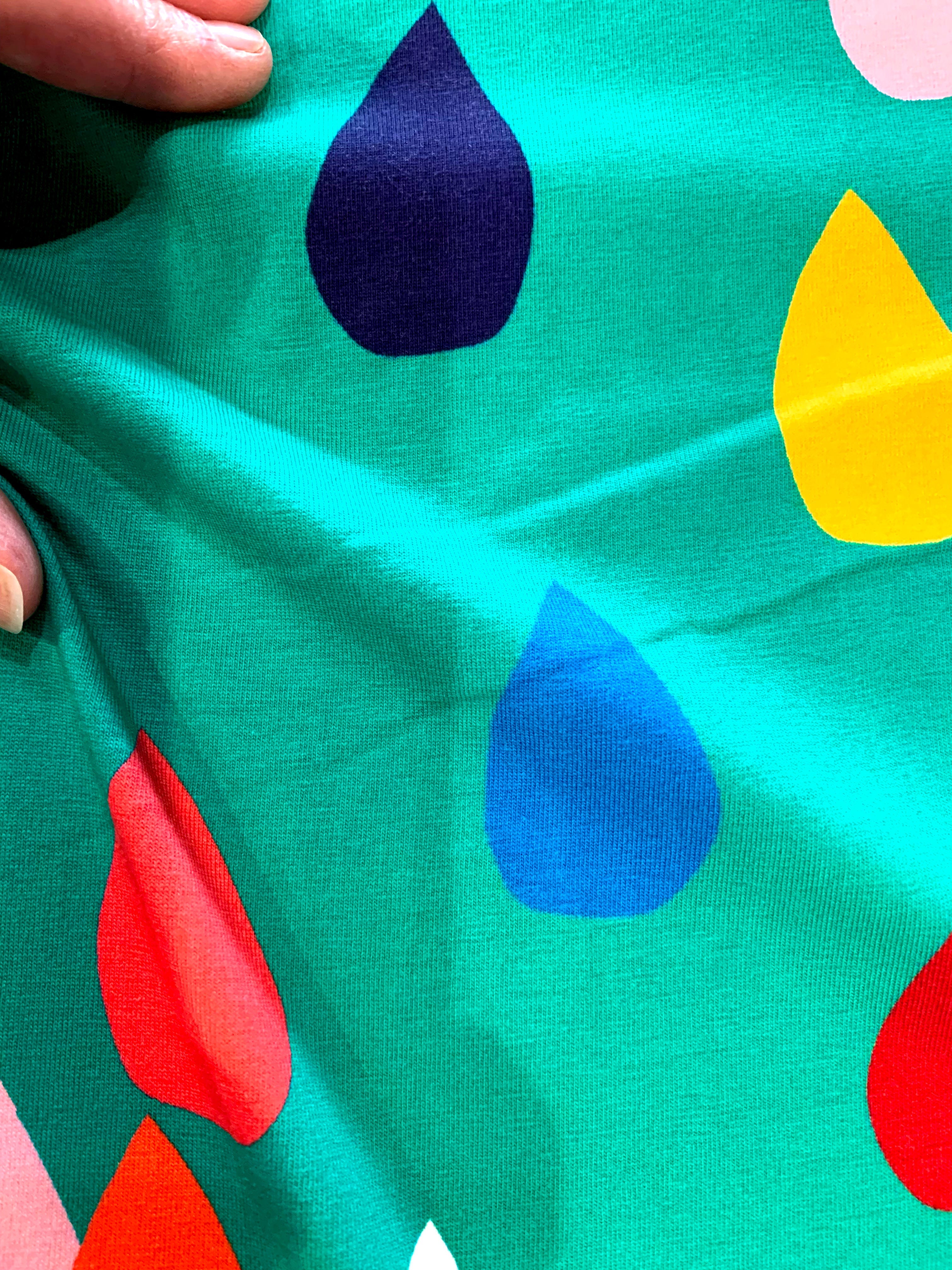 Colour Drops (dark mint) Cotton Jersey (CUT PIECE 1.2M $15)