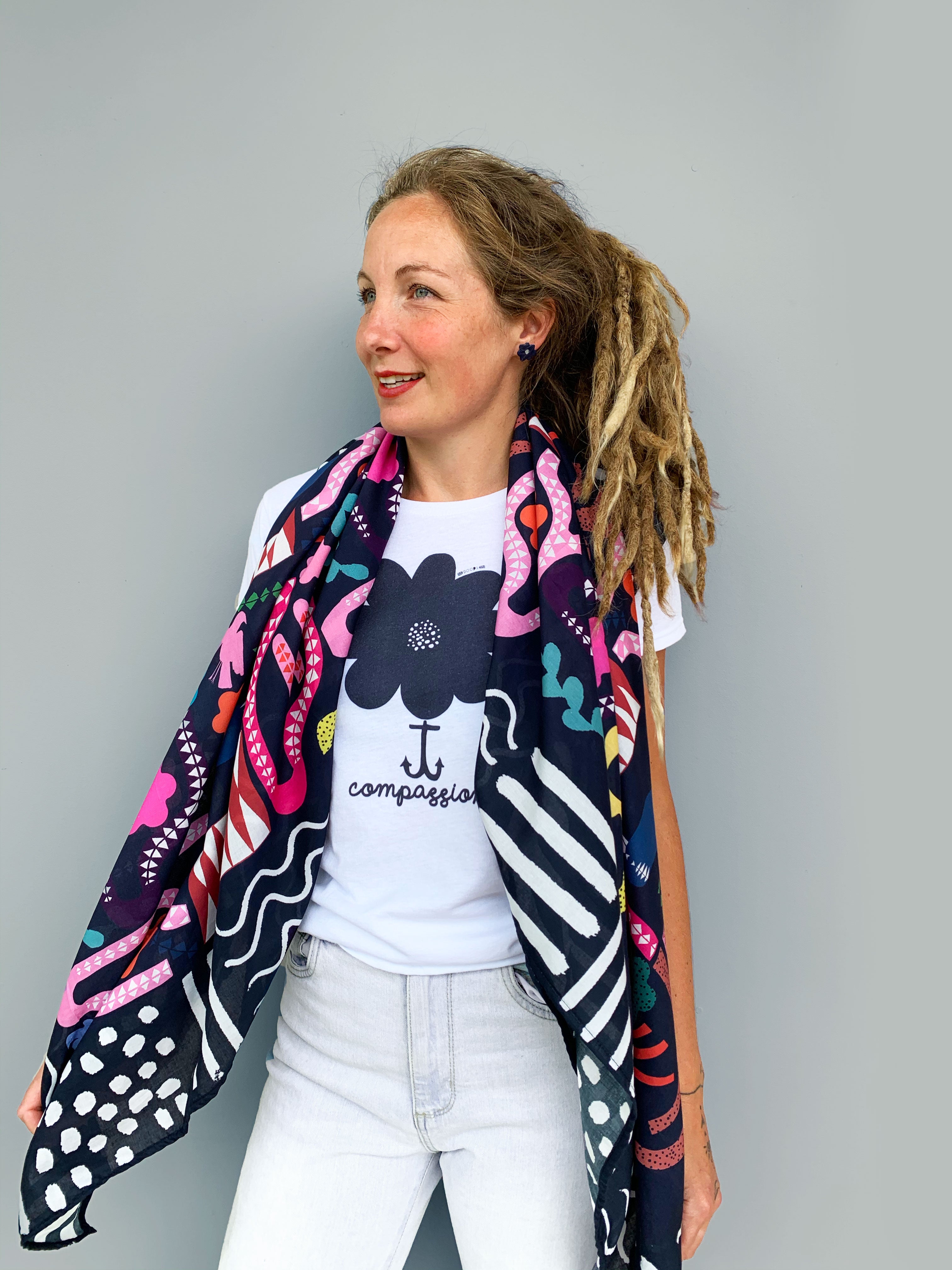 Dark Kooki 100% cotton scarf (5793126645913)