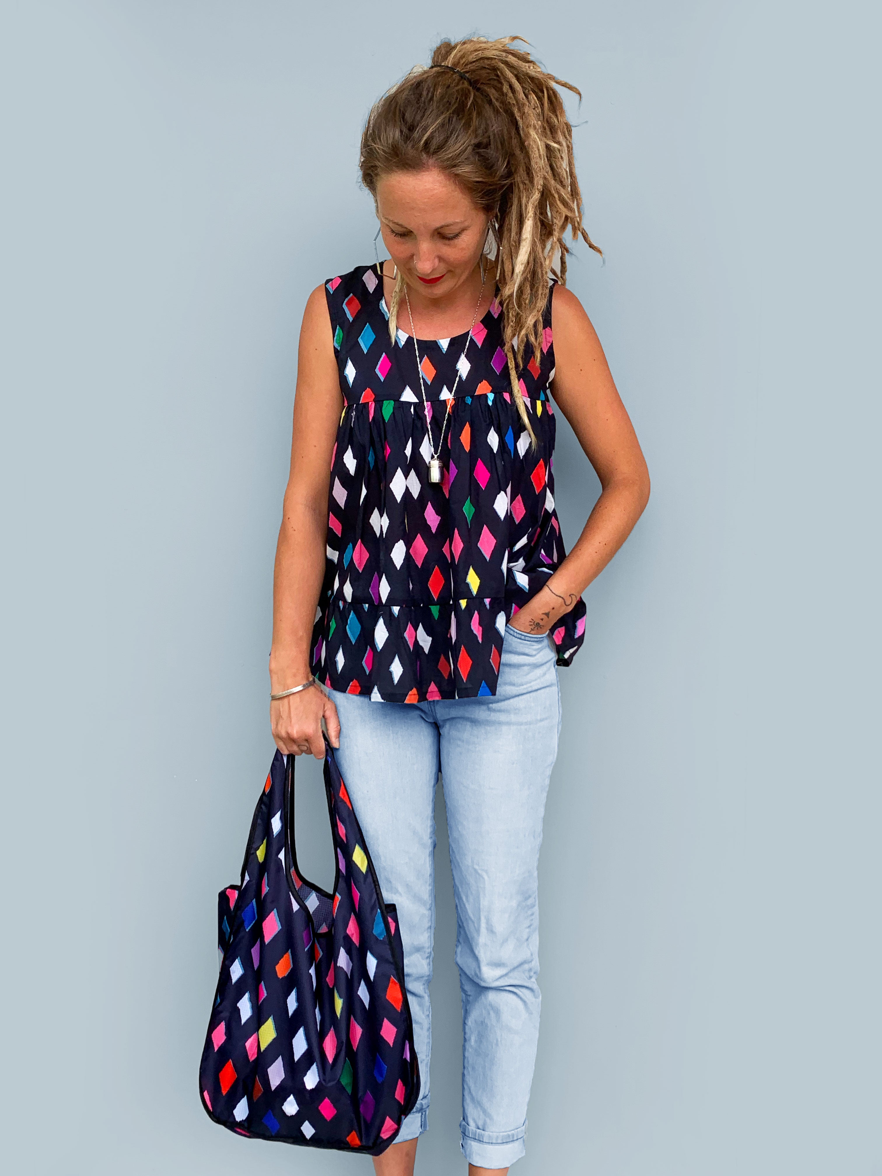 Diamond Kooki pleated 100% cotton top (5822239473817)