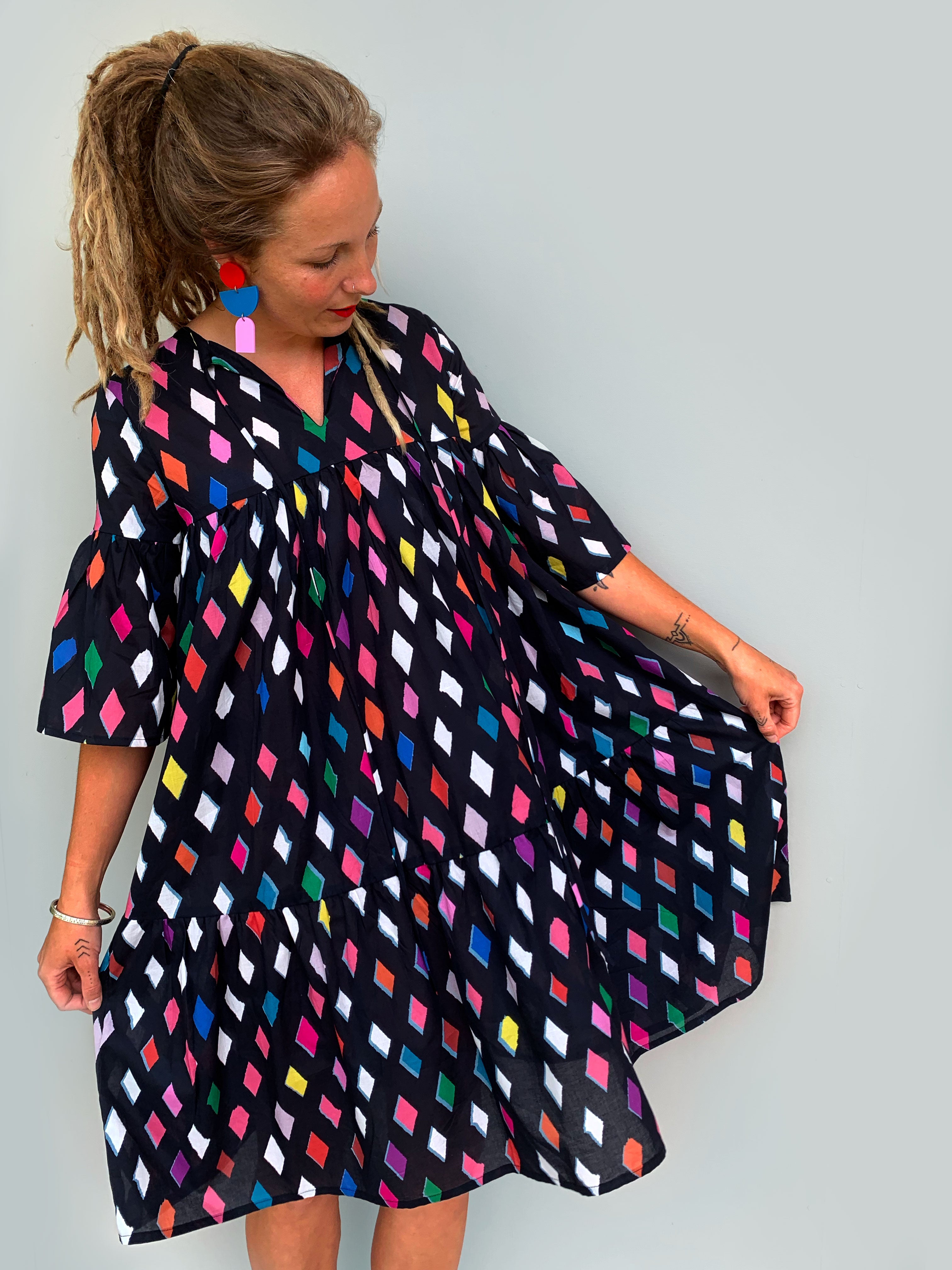 Kooki Diamond dress 100% lawn cotton (5815642783897)