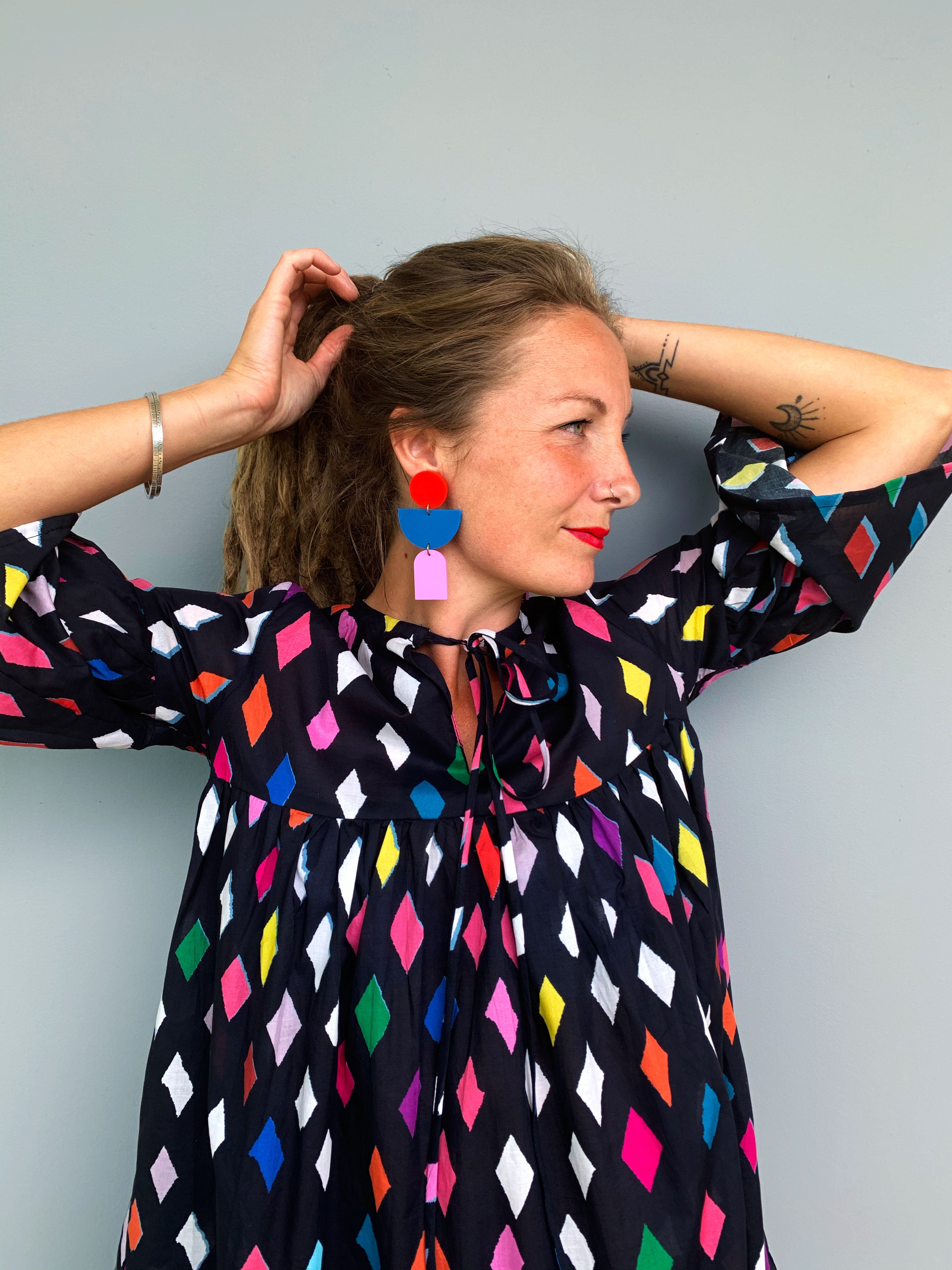 Kooki Diamond dress 100% lawn cotton (5815642783897)