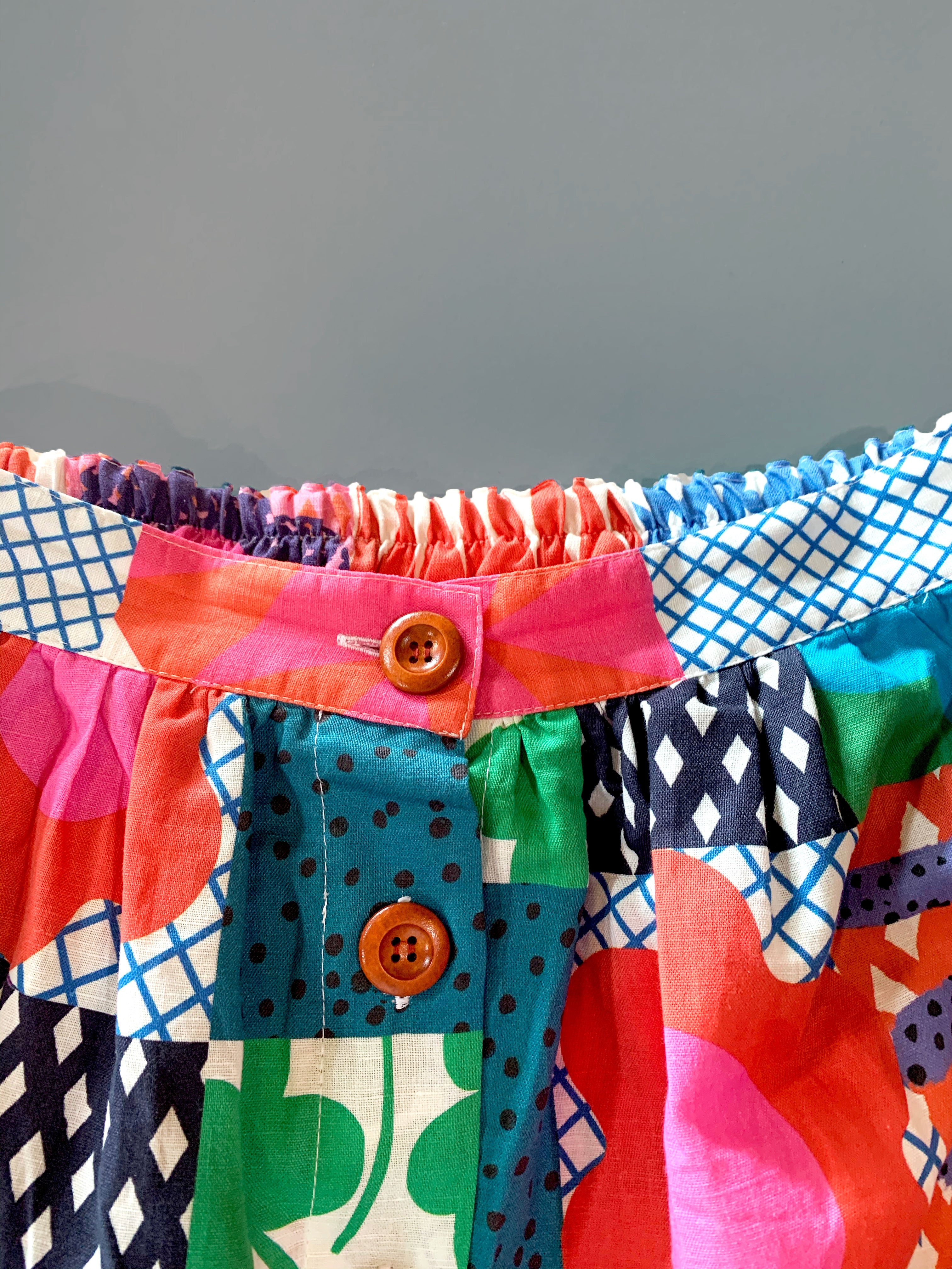 Kooki Patchwork 100% linen cotton skirt (5814859038873)