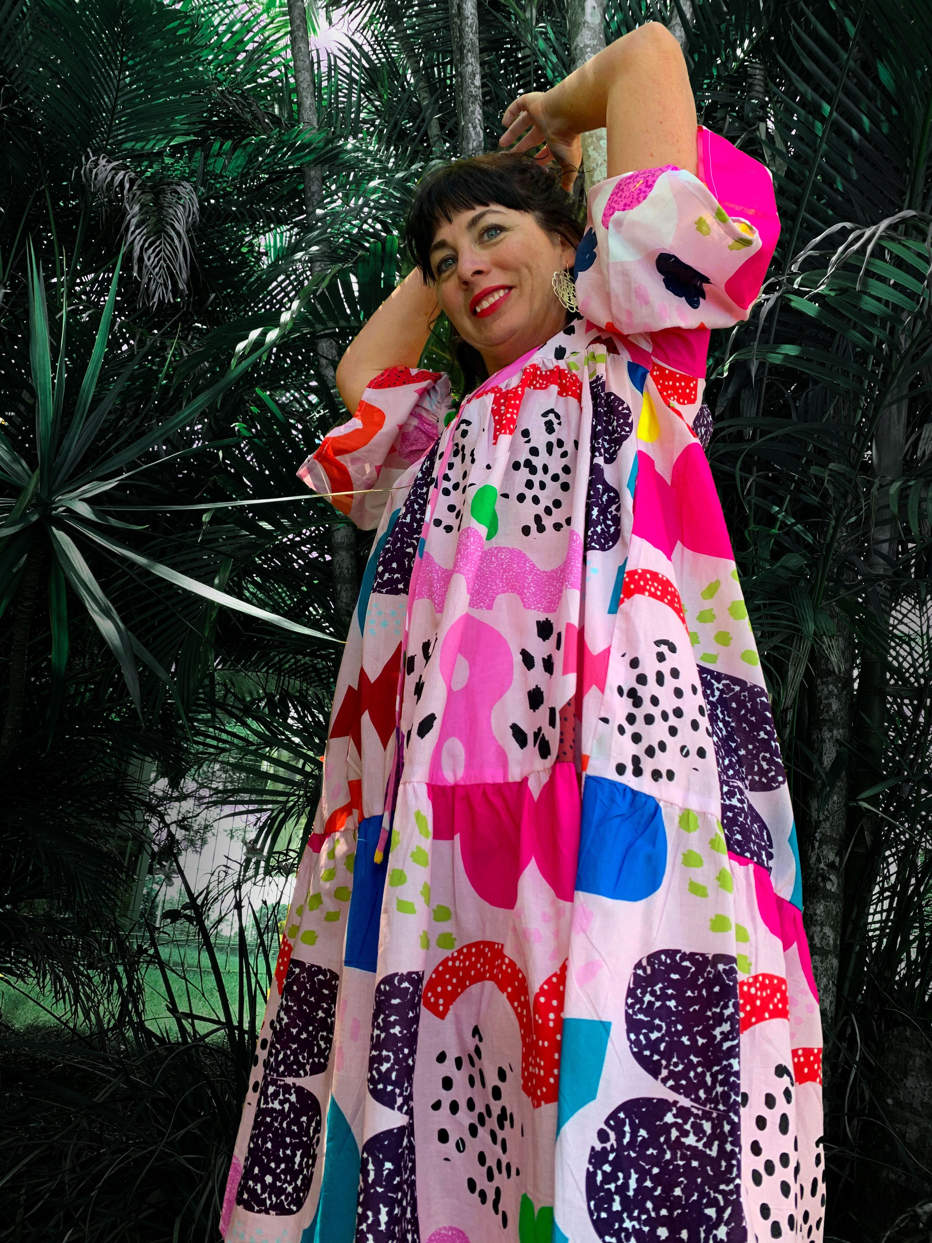 Peach Kooki  dress 100% lawn cotton (5817464258713)