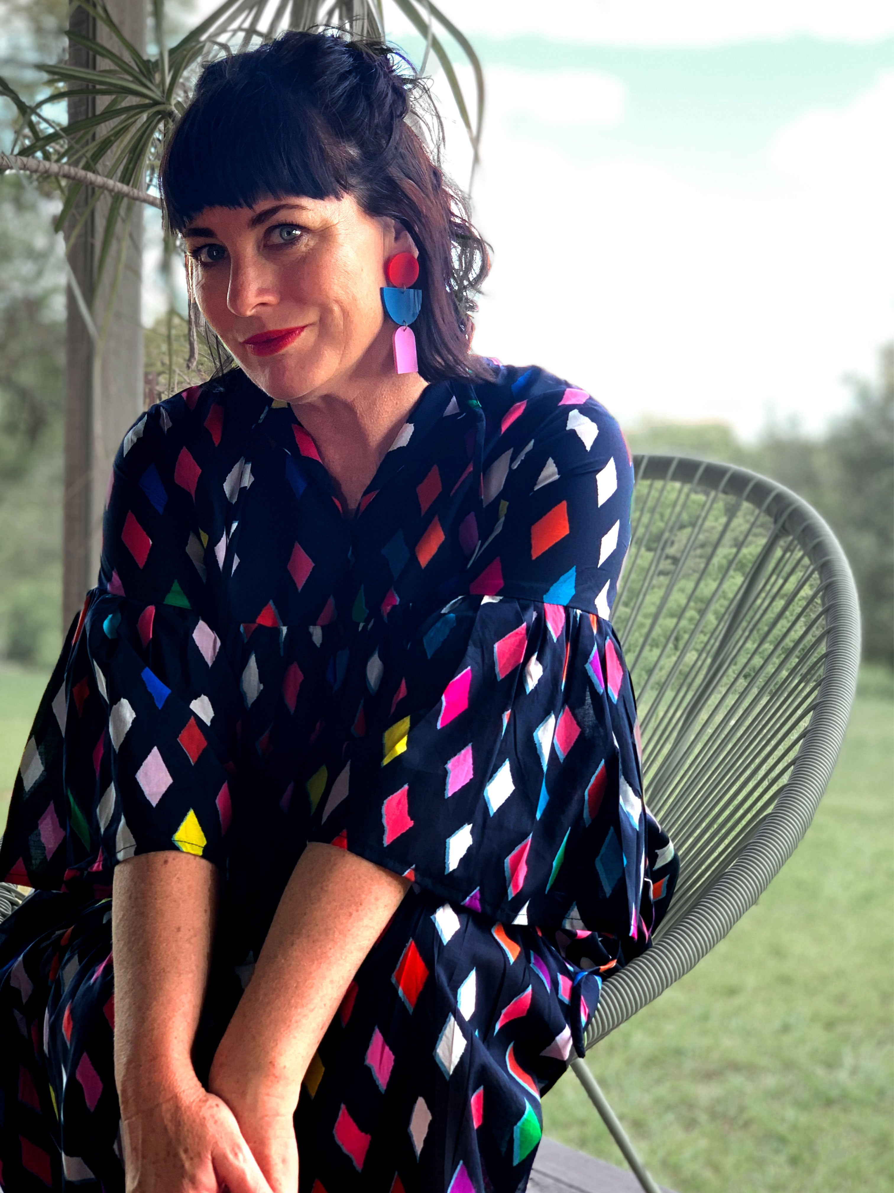 Kooki Diamond dress 100% lawn cotton (5815642783897)