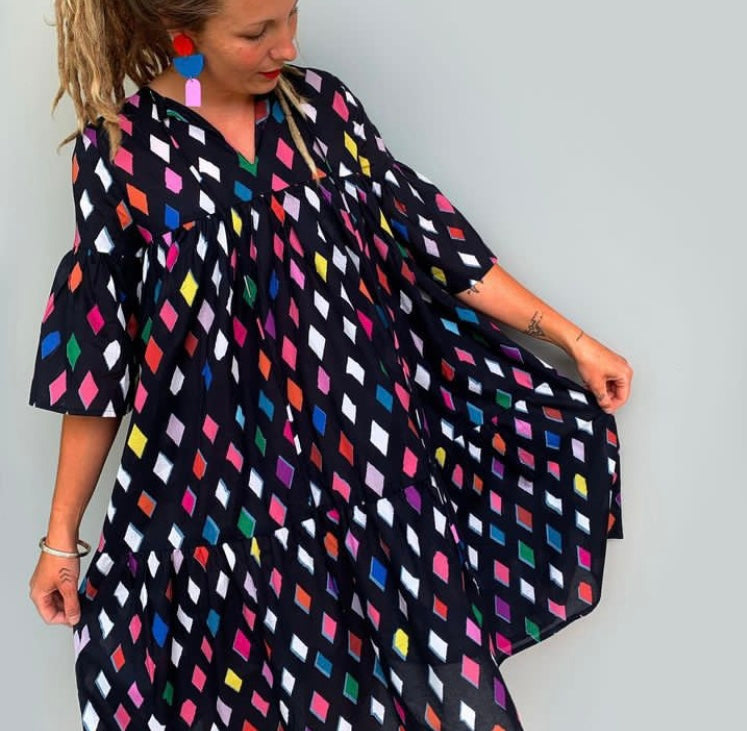 LAST ONES Diamond pleated dress 100% lawn cotton