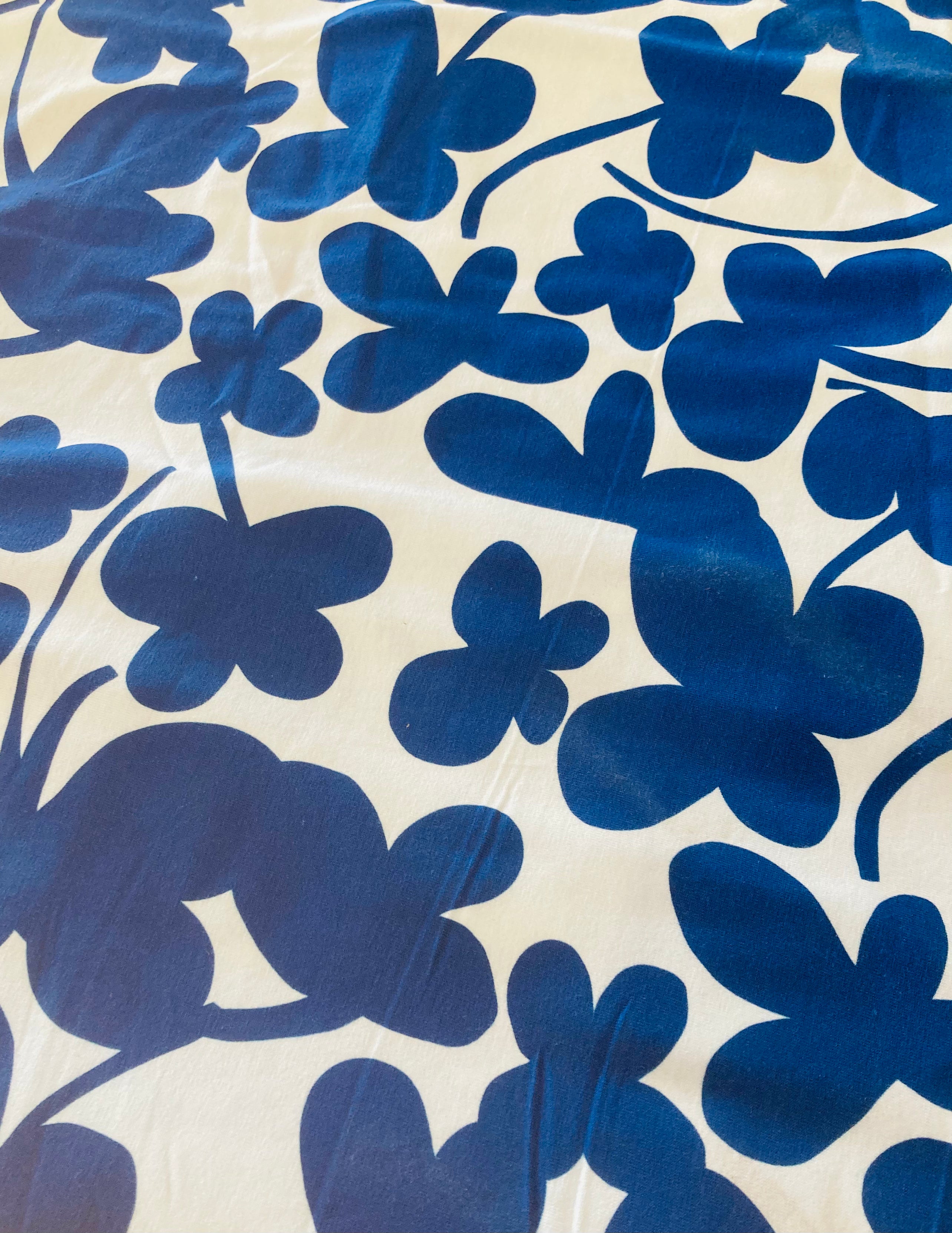 Clover (blue) 100% cotton jersey (CUT PIECE .90CM $10)