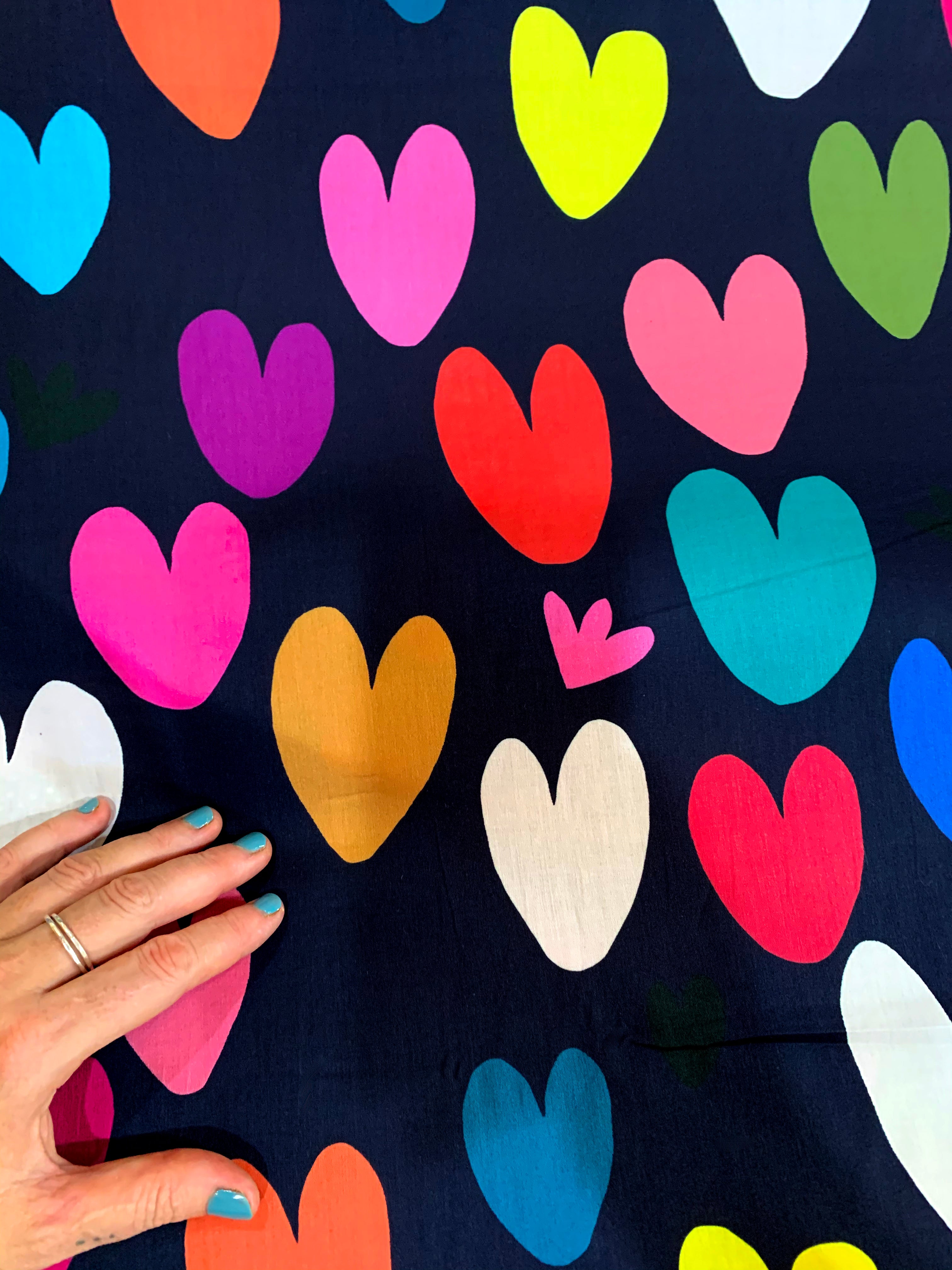 Navy Hearts 100% cotton (6594139226265)