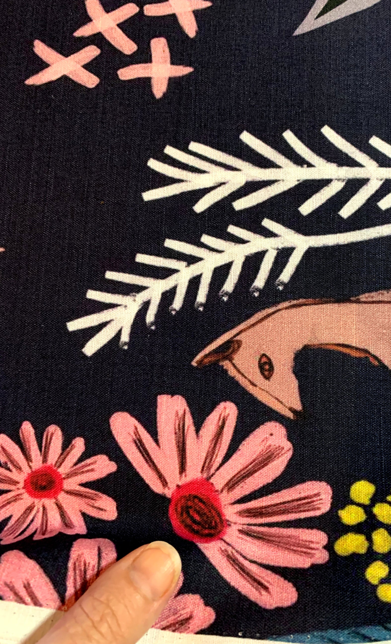 Cowley Fields (navy) cotton linen per metre (4459226923104)
