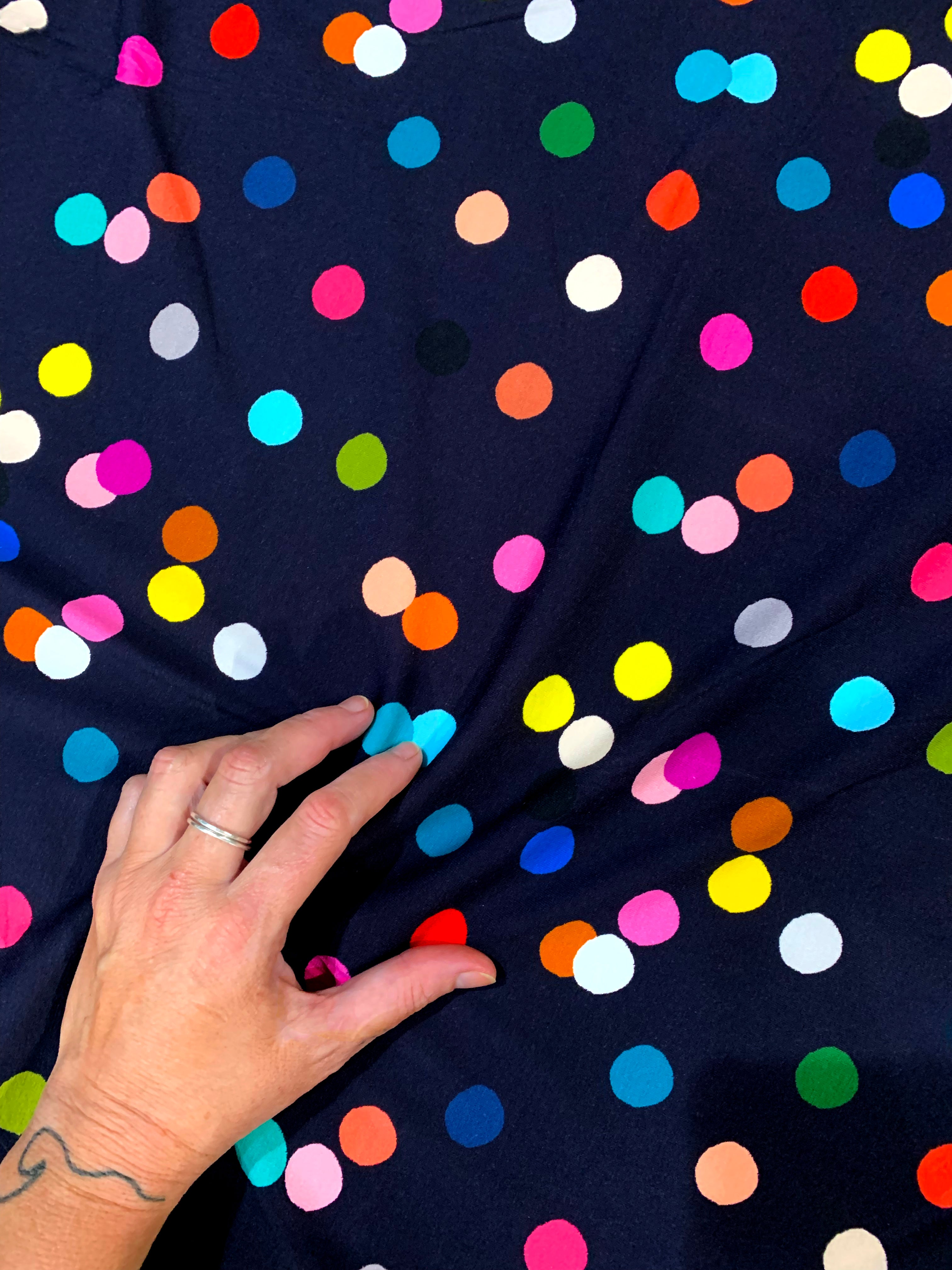 Confetti (dark navy) 100% cotton jersey  (CUT PIECE .50CM $5)